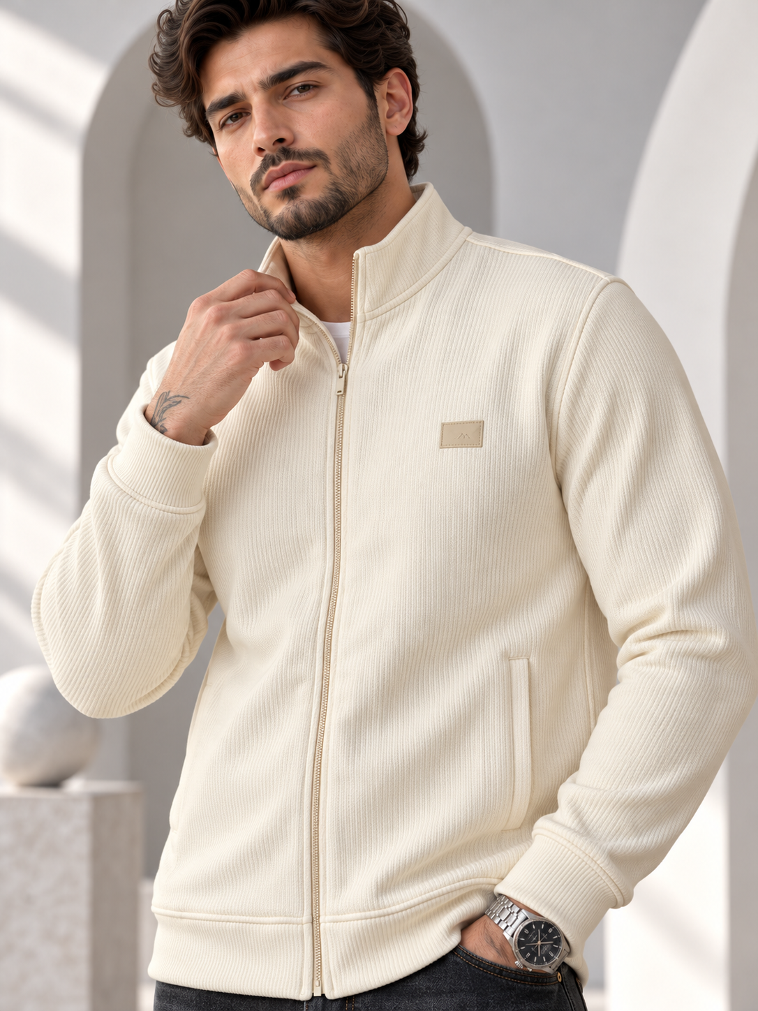 Men's Solid Full Sleeves & Full Zipper Plain Sweatshirt