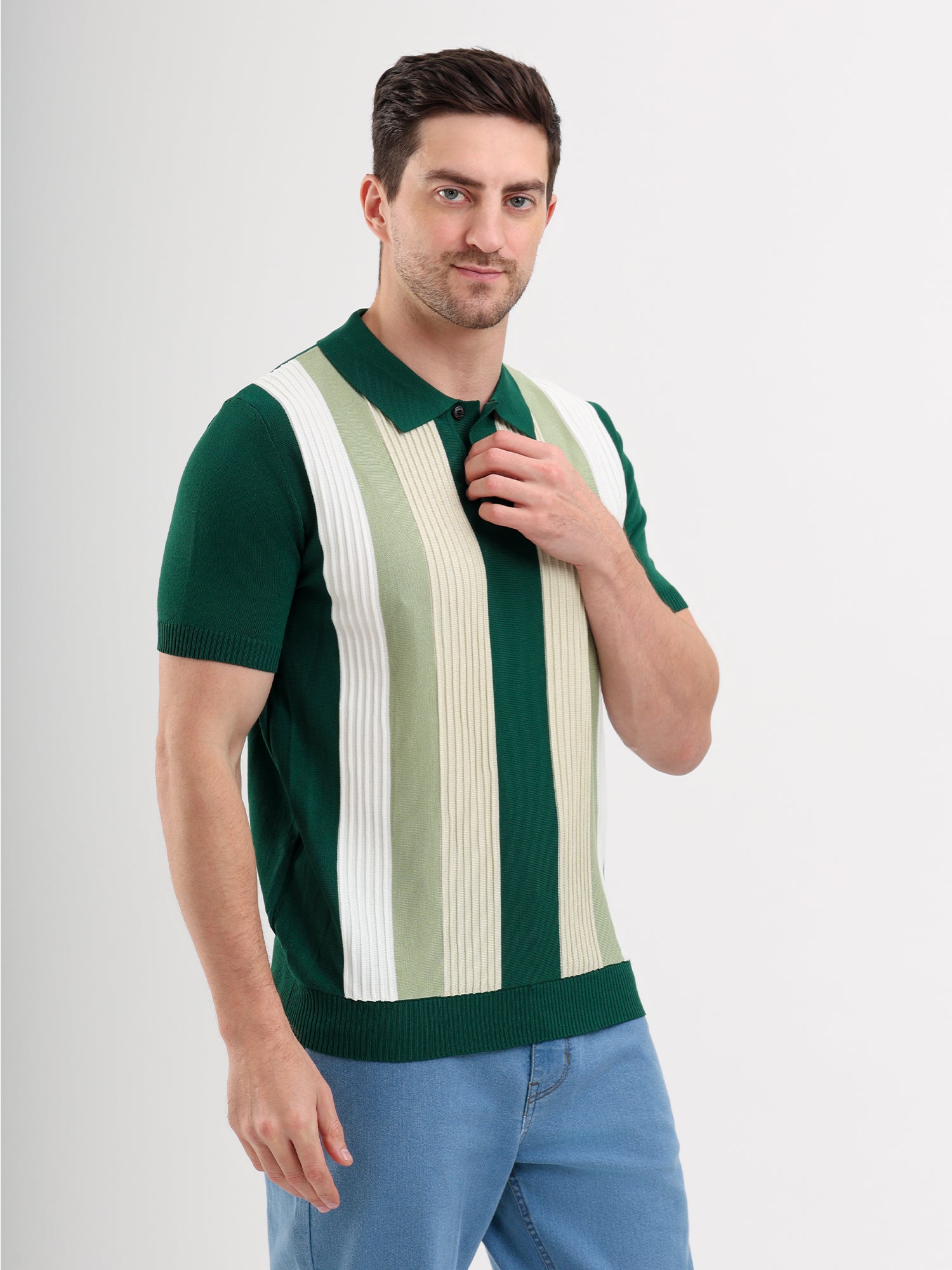 Sparky Solid Slim Fit Cotton Formal Polo Tshirt Half Sleeve | Summer Plus Size Green Color
