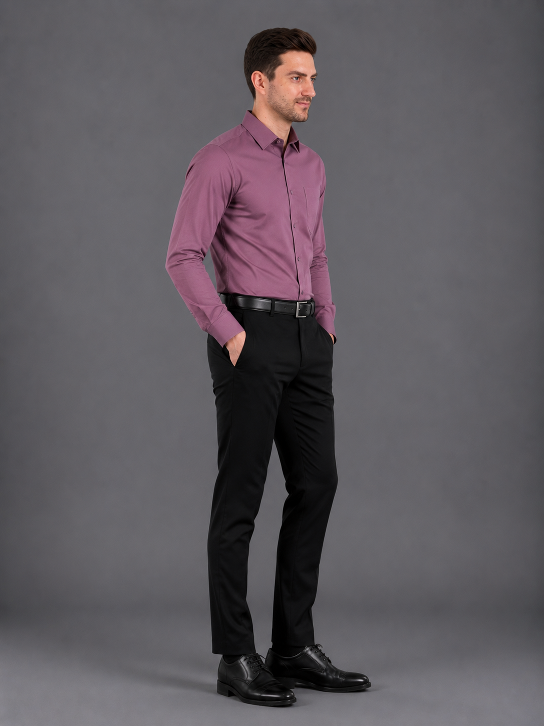 Men Full Sleeve's | Formal Cotton Shirt | Regular Fit | Dark Purple Color