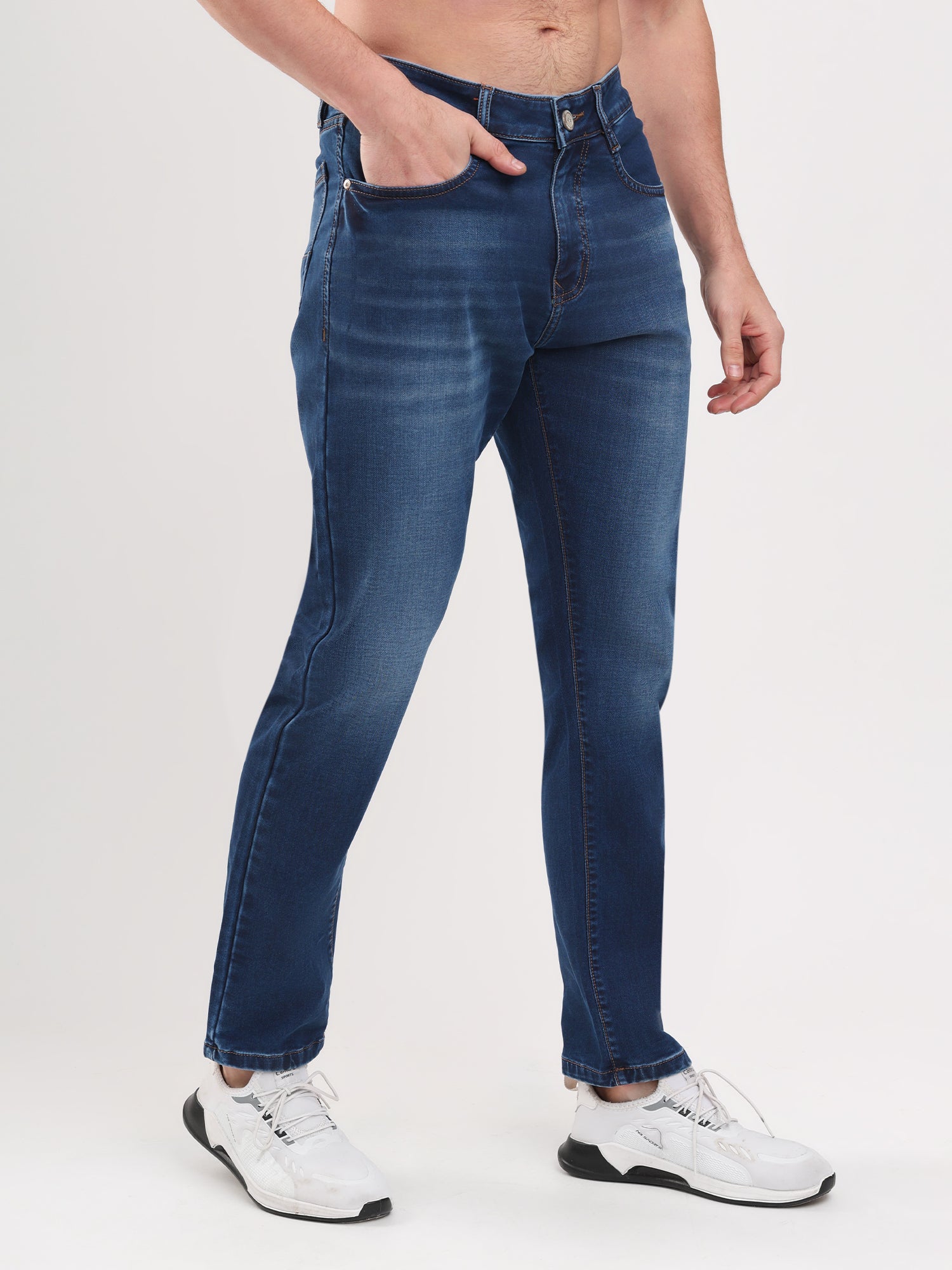 Men Dark Blue Narrow Fit Denim