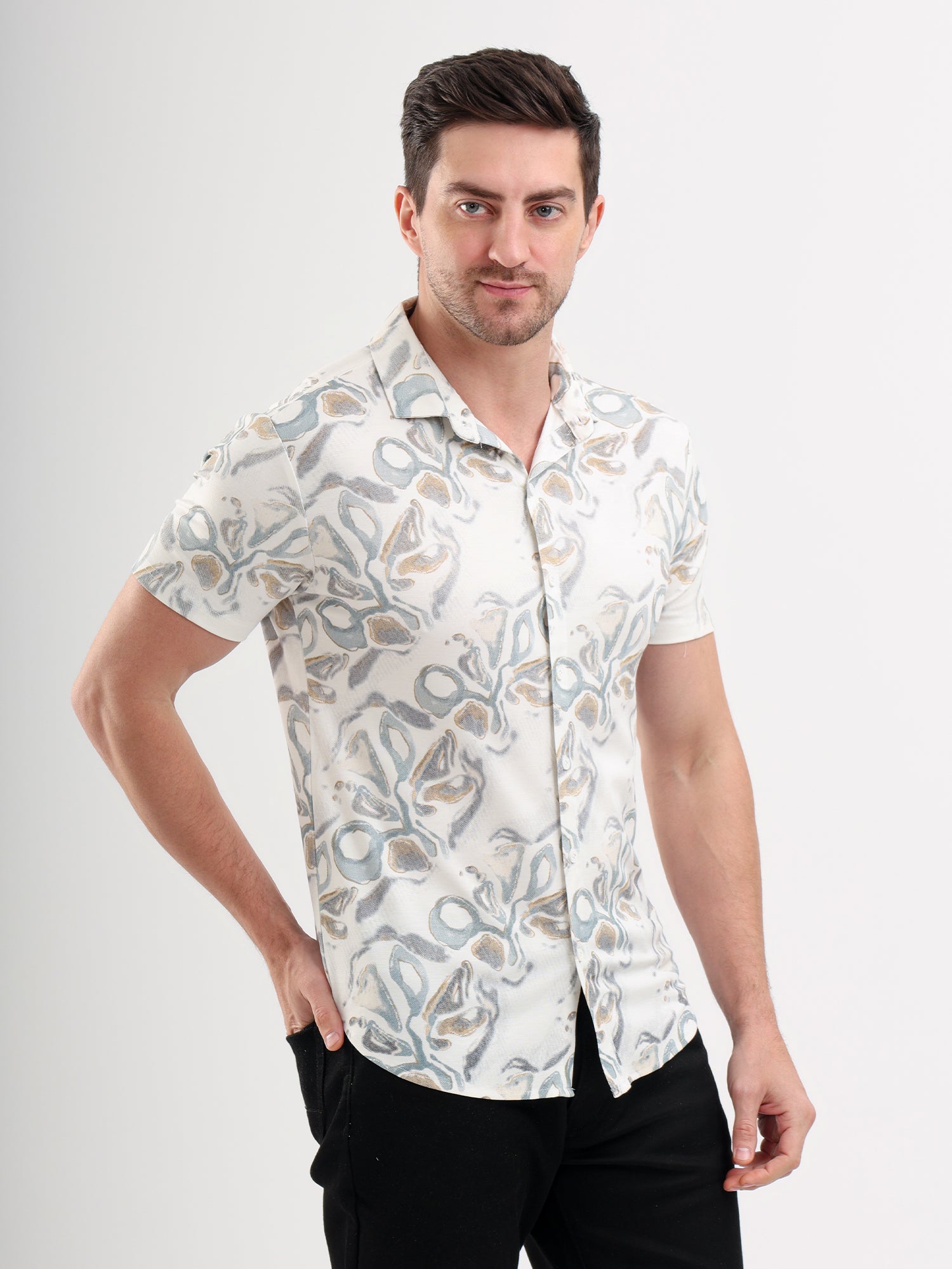 Sparky Solid Slim Fit Cotton Casual Shirt Half Sleeve | Summer Plus Size White Color