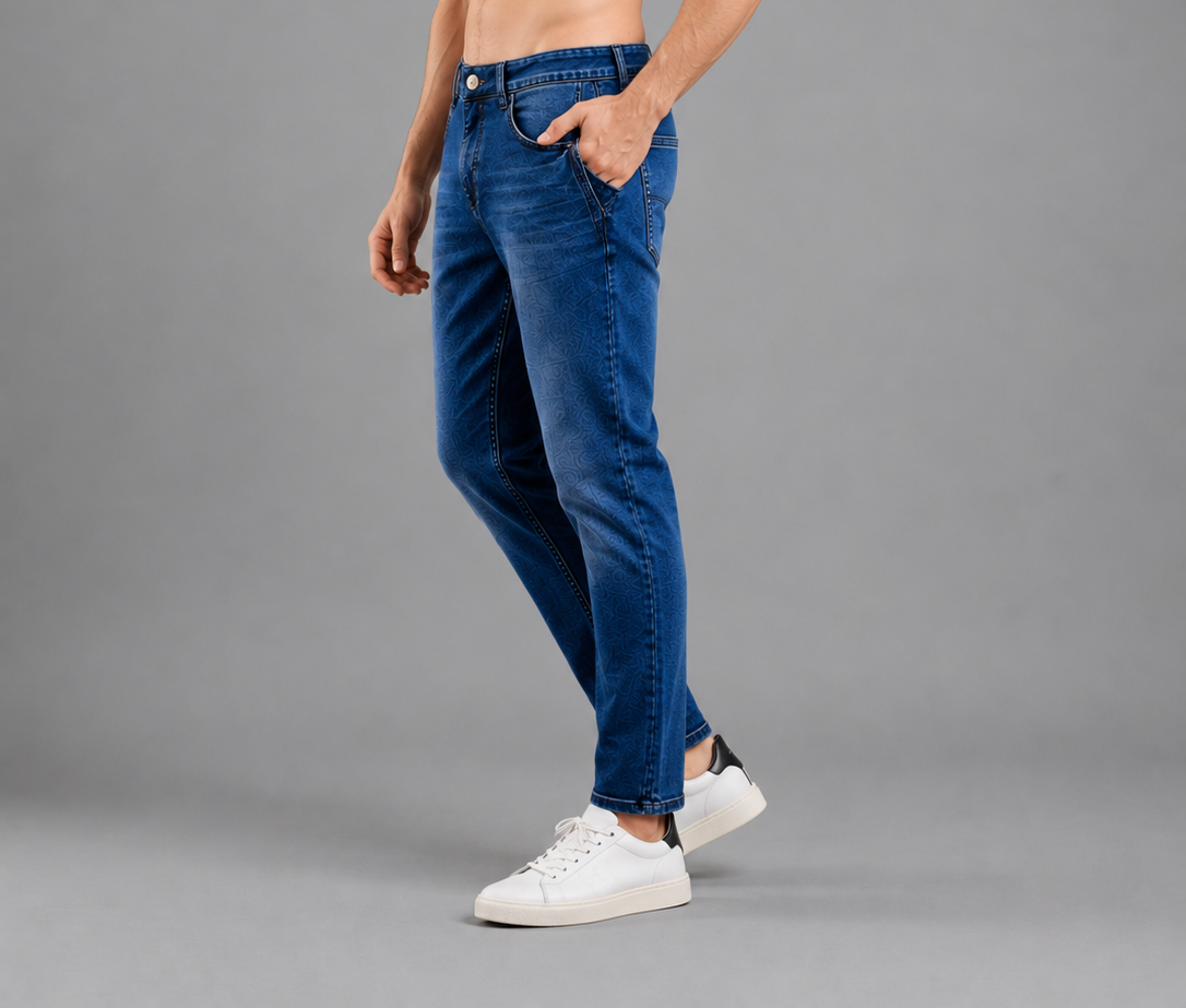 SPARKY Men | Stretch Narrow Fit | Mid Blue Jeans | Premium Casual Denim