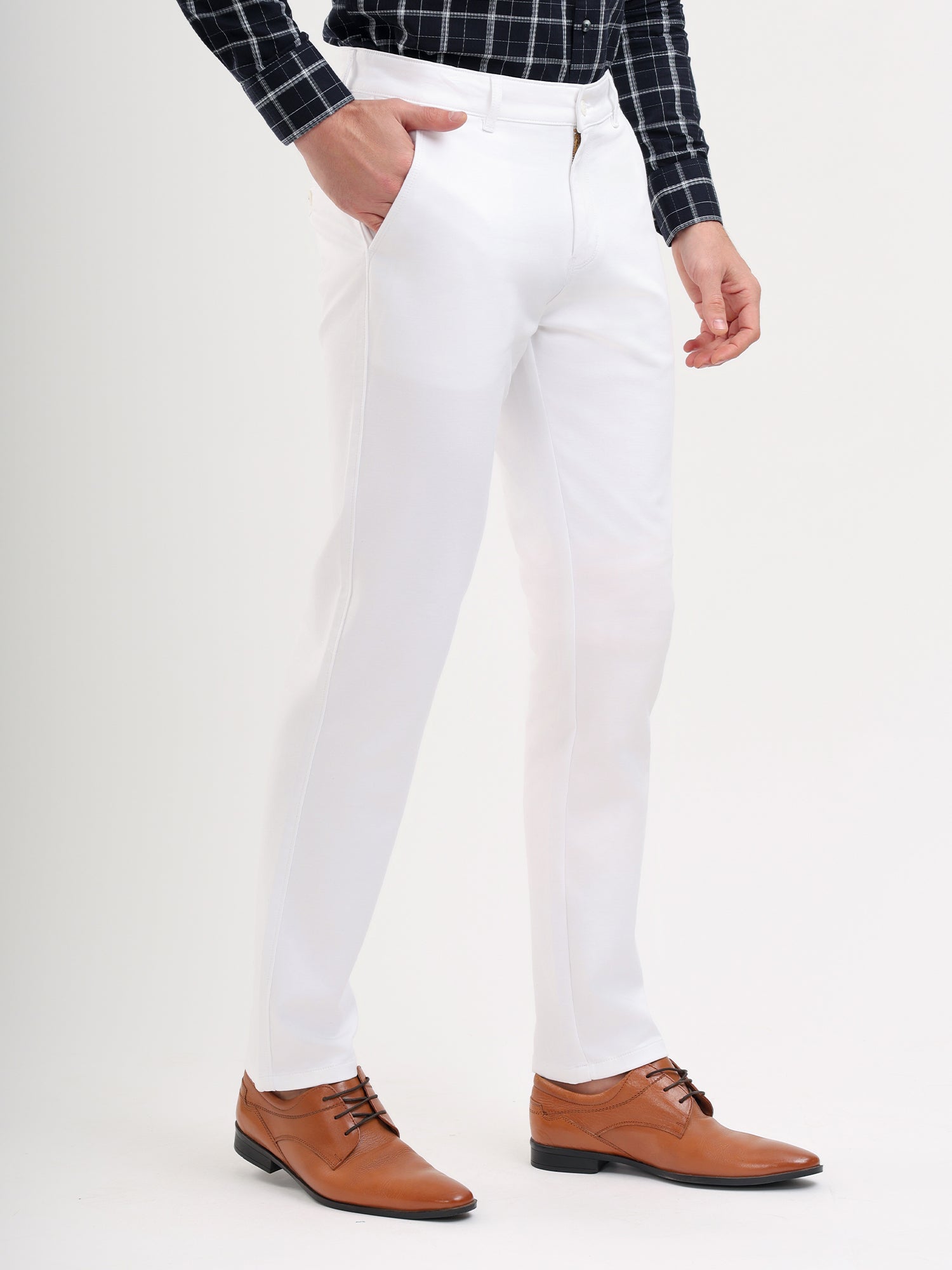 Men'S Slim Fit Cotton Blend Pant White Color