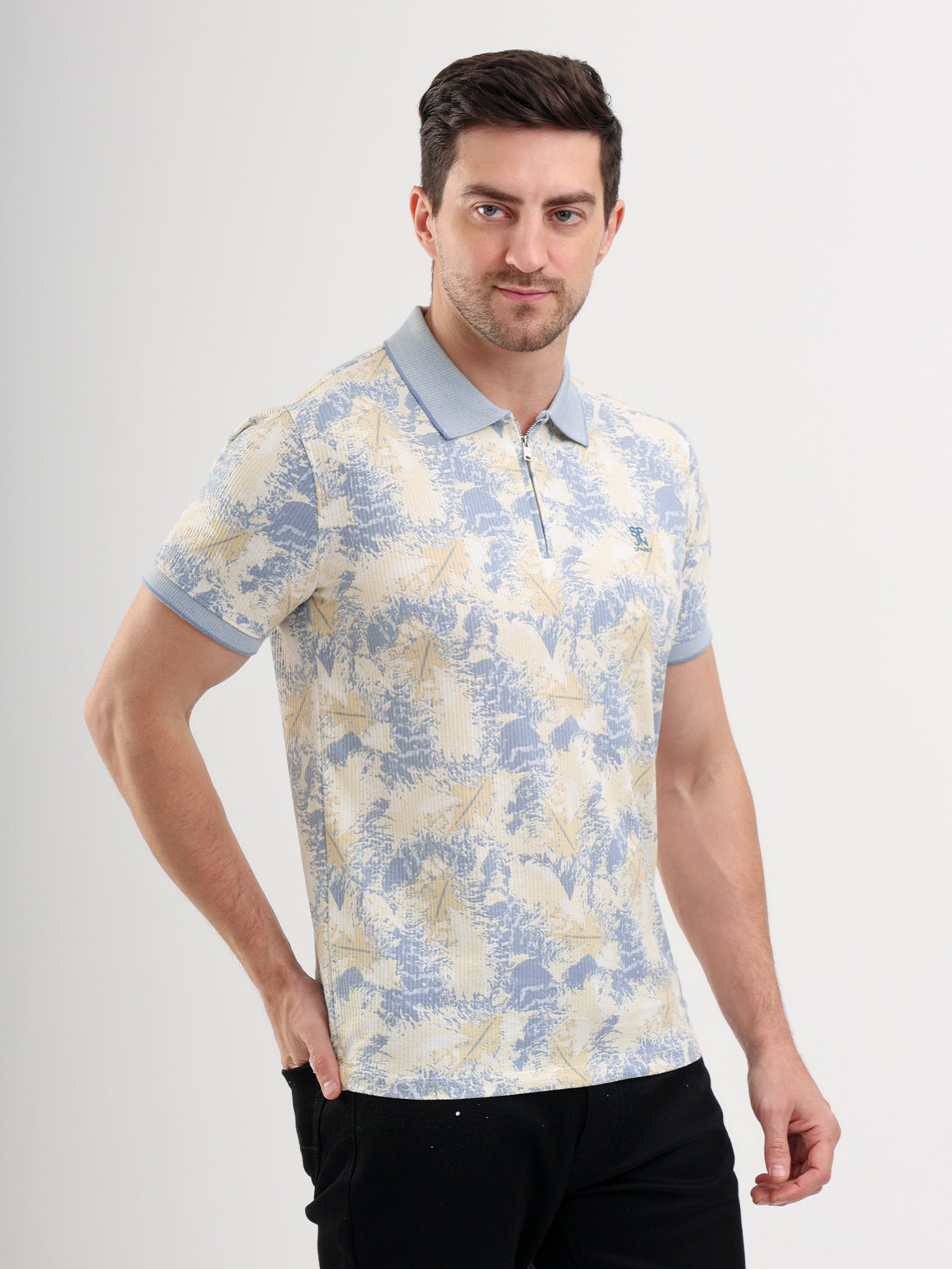 Sparky Solid Slim Fit Cotton Formal Polo Tshirt Half Sleeve | Summer Plus Size Sky Blue Color