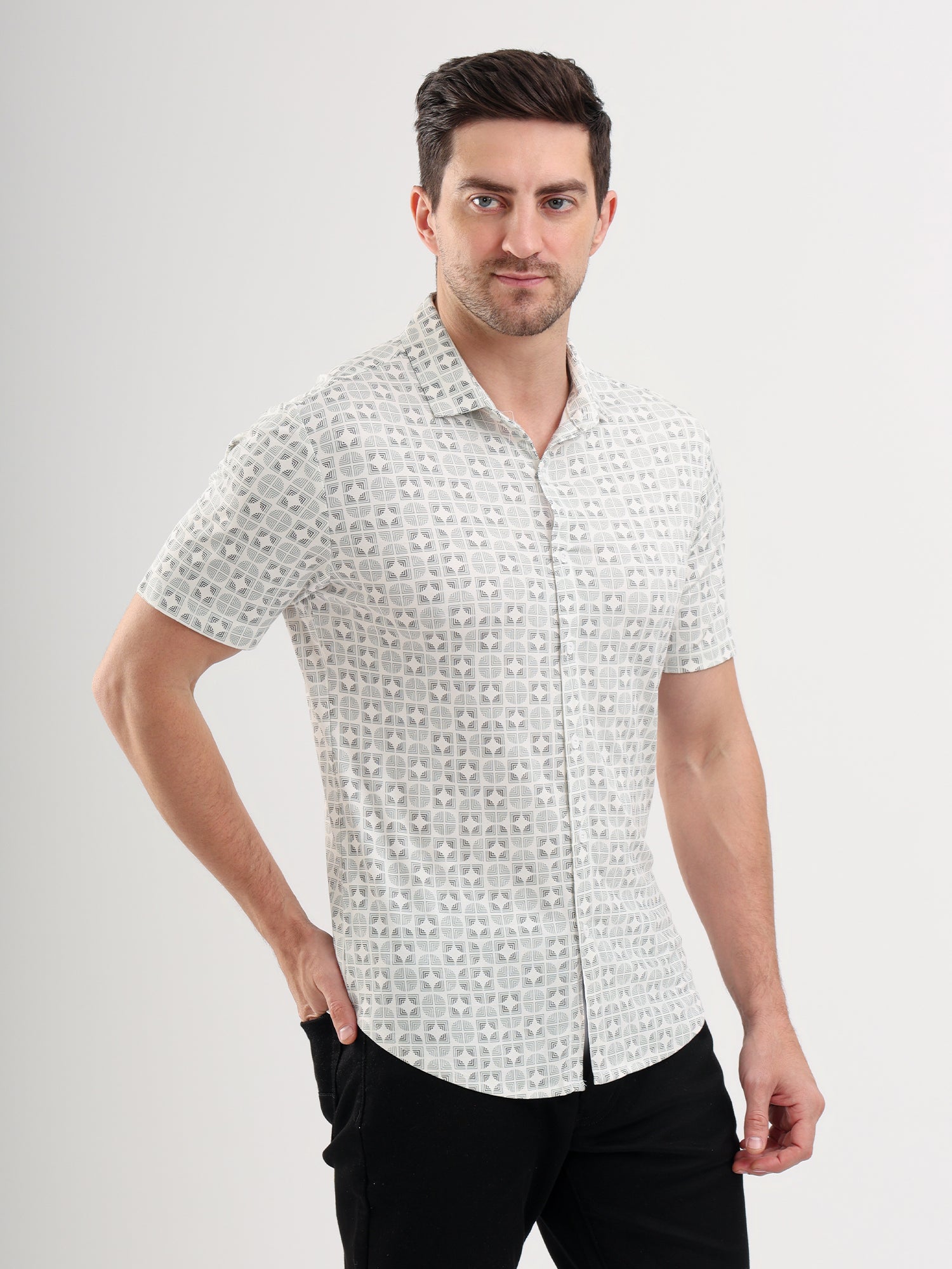 Sparky Solid Slim Fit Cotton Casual Shirt Half Sleeve | Summer Plus Size White Color