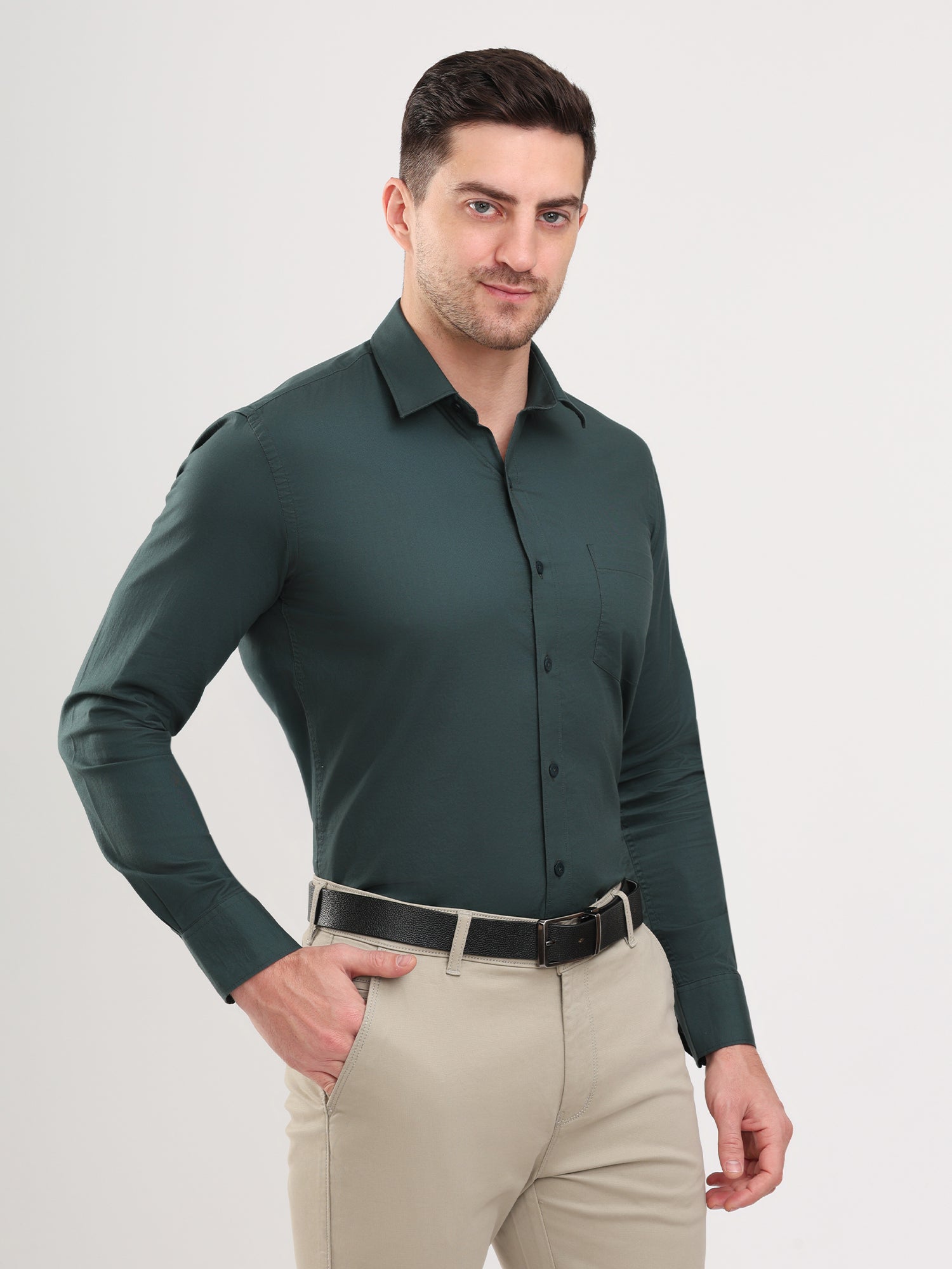 Men Green Casual Twill Shirt