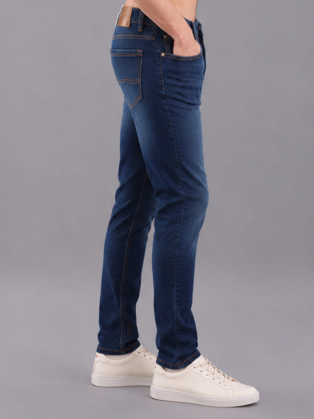SPARKY Men | Stretch Narrow Fit | Mid Blue Jeans | Premium Casual Denim