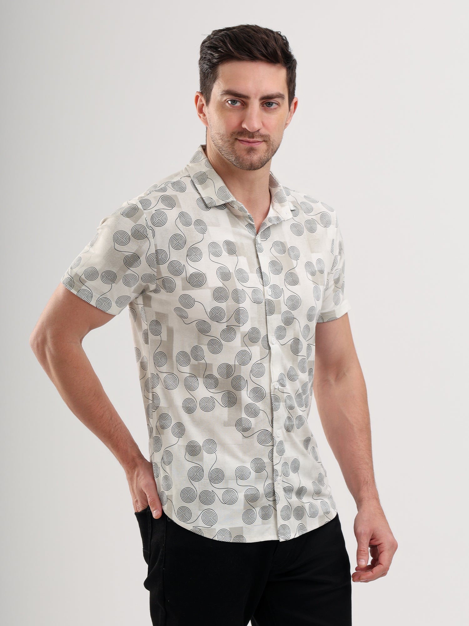 Sparky Solid Slim Fit Cotton Casual Shirt Half Sleeve | Summer Plus Size White Color