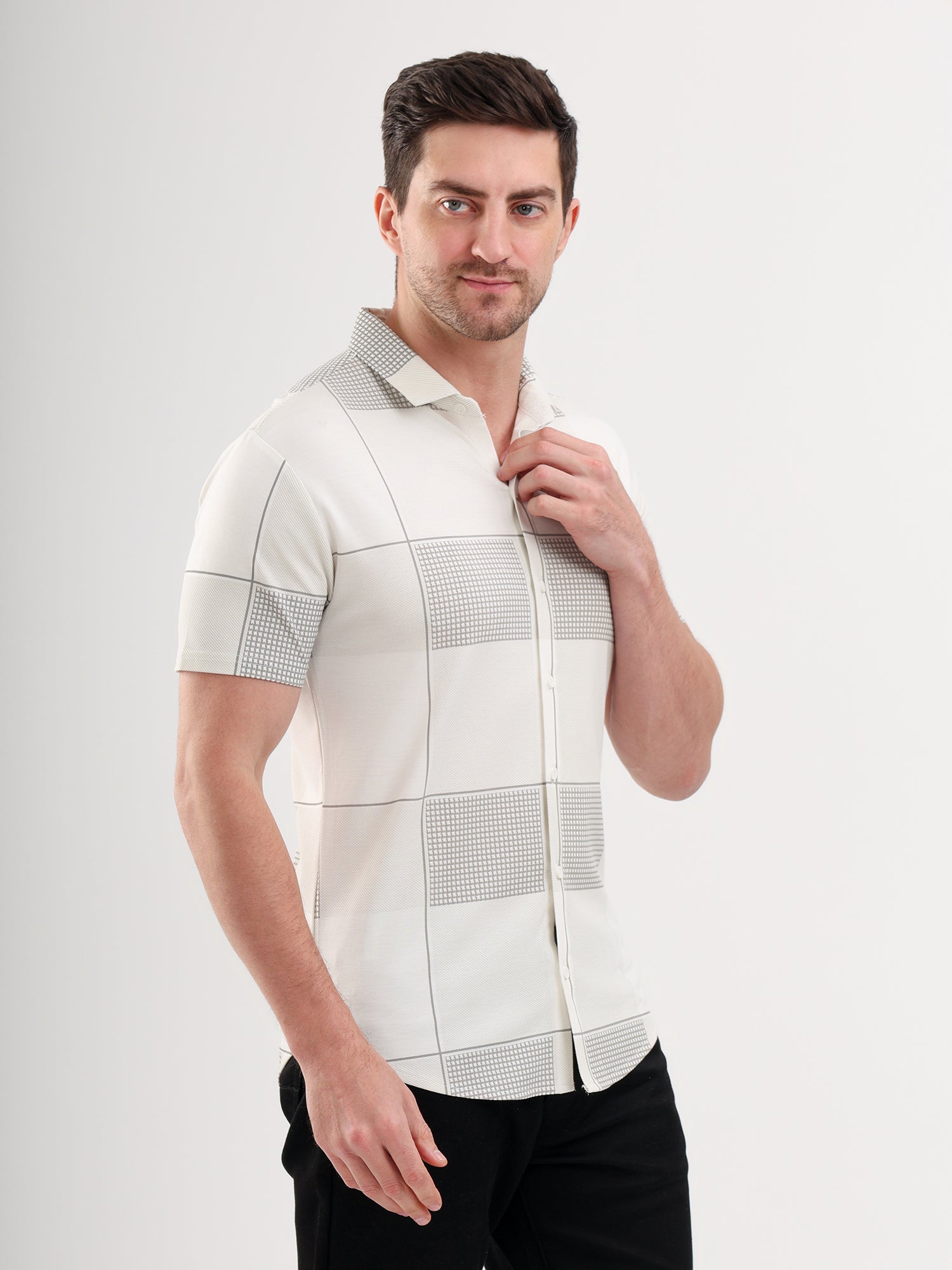 Sparky Solid Slim Fit Cotton Casual Shirt Half Sleeve | Summer Plus Size White Color