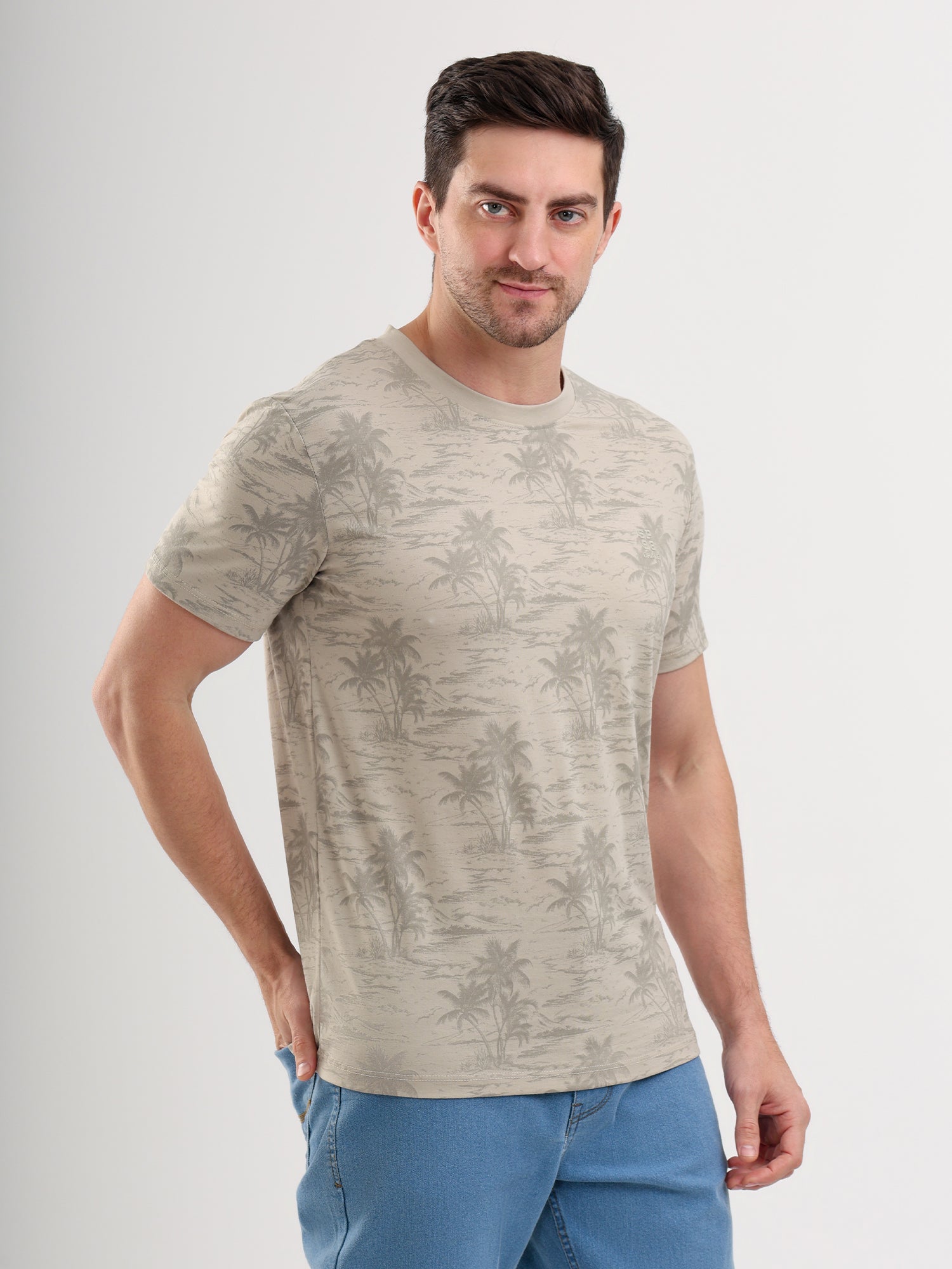 Sparky Solid Slim Fit Cotton Formal T-Shirt Half Sleeve | Summer Plus Size Olive Color