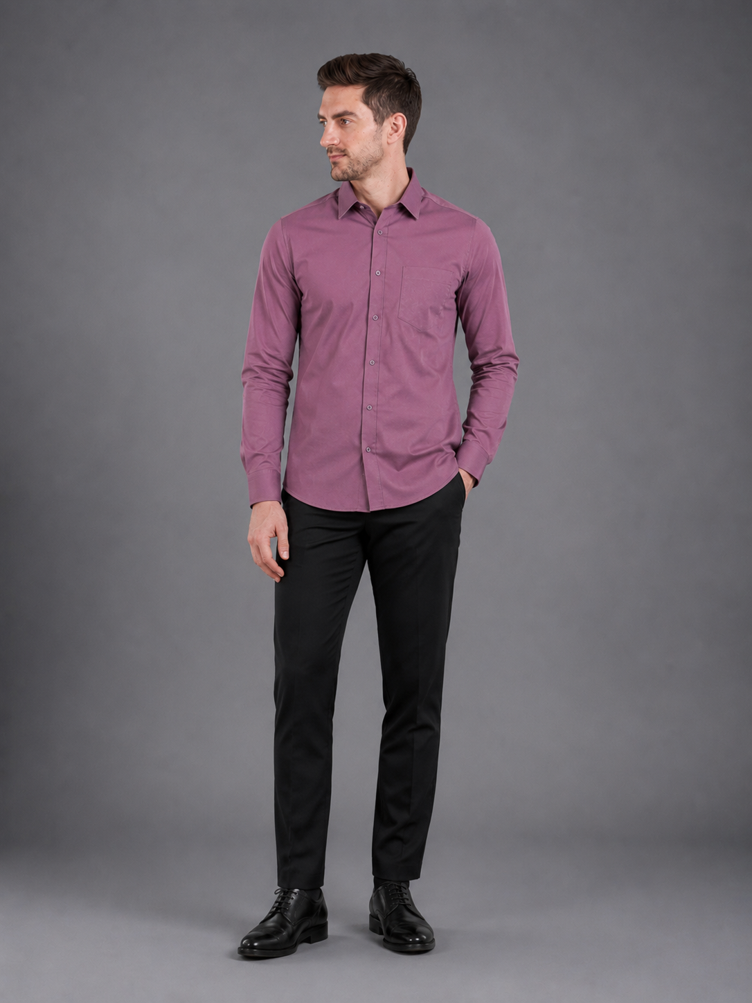 Men Full Sleeve's | Formal Cotton Shirt | Regular Fit | Dark Purple Color