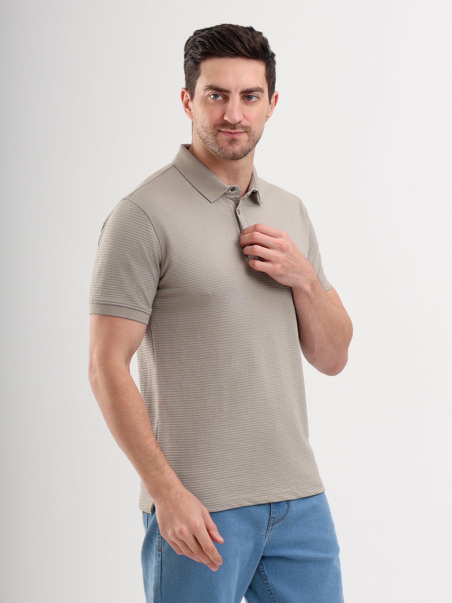 Sparky Solid Slim Fit Cotton Formal Polo Tshirt Half Sleeve | Summer Plus Size Grey Color