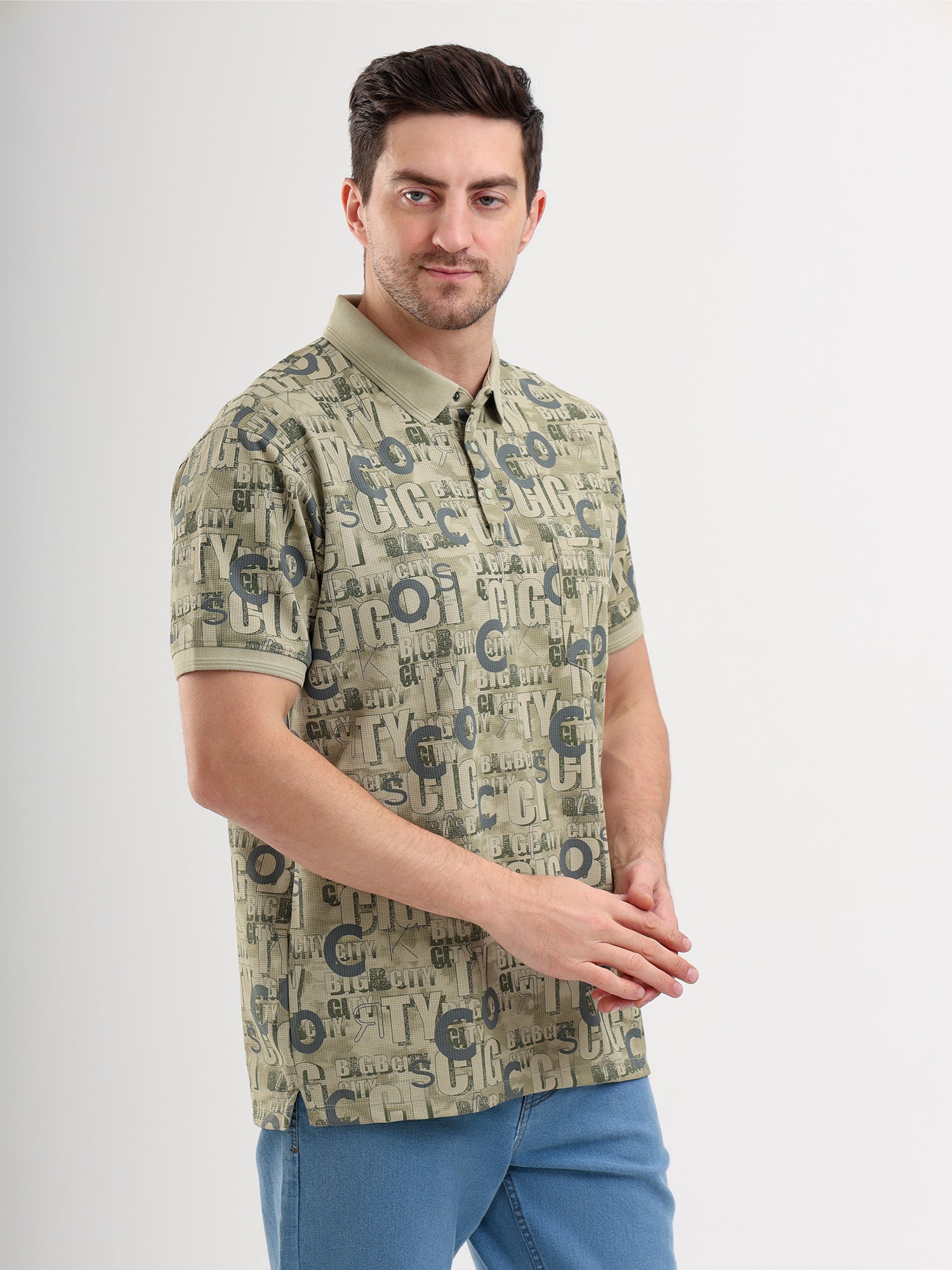 Sparky Solid Slim Fit Cotton Formal Polo Tshirt Half Sleeve | Summer Plus Size Olive Color