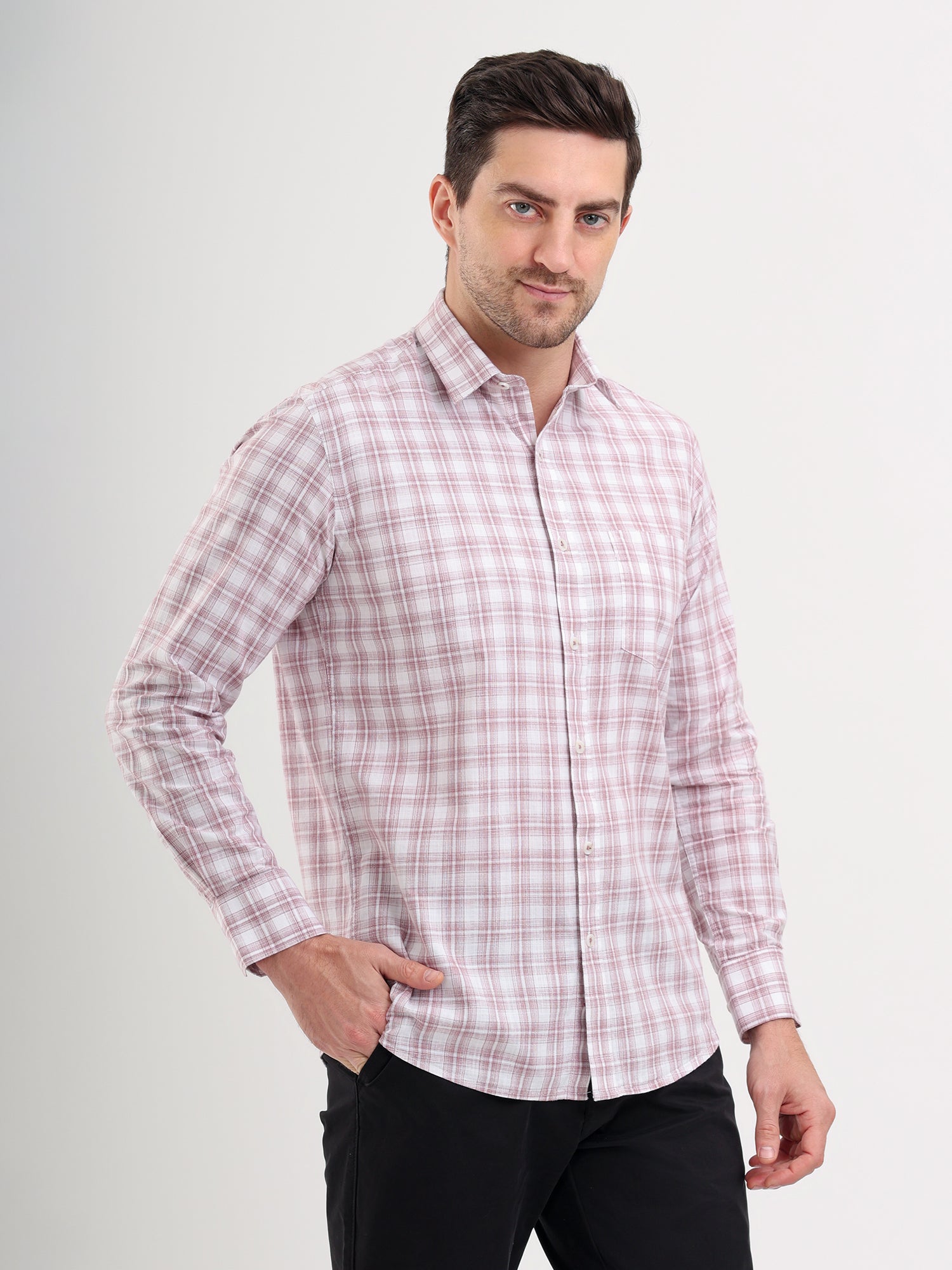 Sparky Solid Regular Fit Cotton Casual Shirt Full Sleeve | Summer Plus Size Brown Color