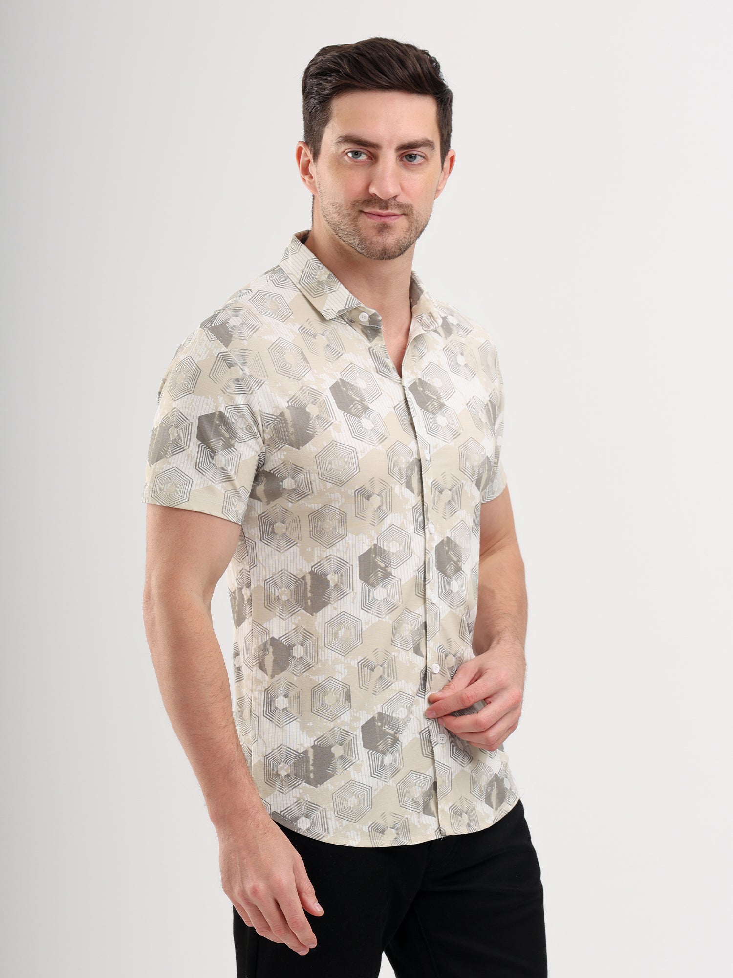 Sparky Solid Slim Fit Cotton Casual Shirt Half Sleeve | Summer Plus Size White Color