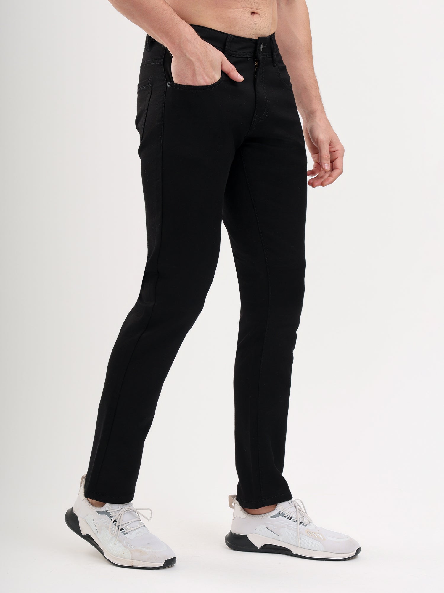 Sparky Men Slim Fit Solid Jeans | Stretch Denim | Trendy Men All Season Black