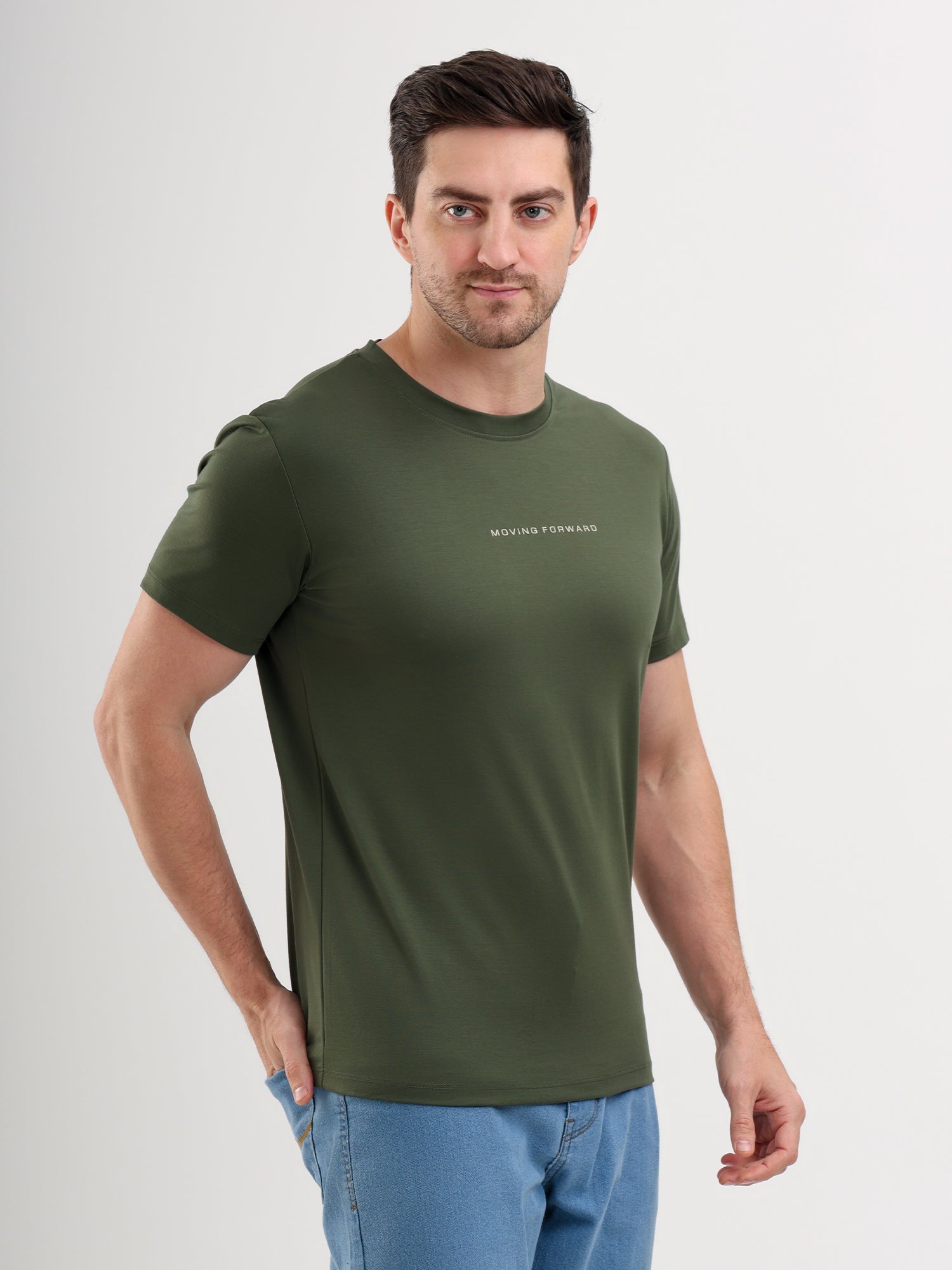 Sparky Solid Slim Fit Cotton Formal T-Shirt Half Sleeve | Summer Plus Size Green Color