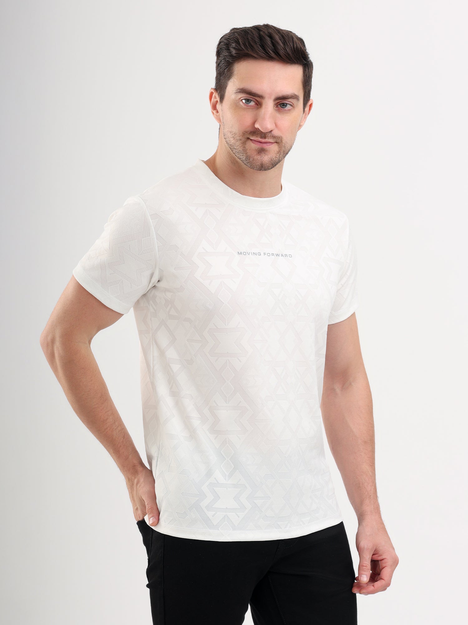 Sparky Solid Slim Fit Cotton Formal T-Shirt Half Sleeve | Summer Plus Size White Color