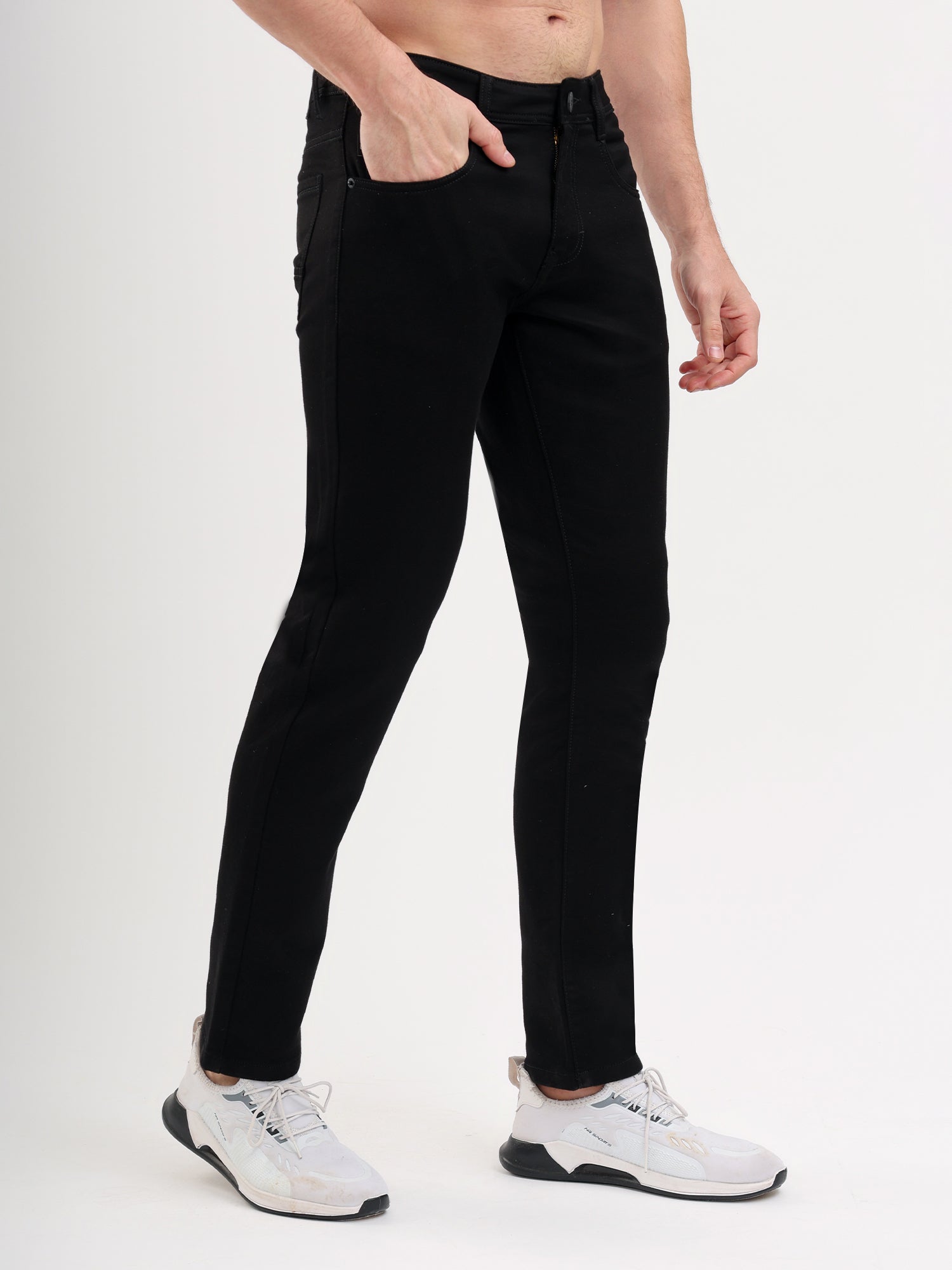 Sparky Men Slim Fit Solid Jeans | Stretch Denim | Trendy Men All Season Black