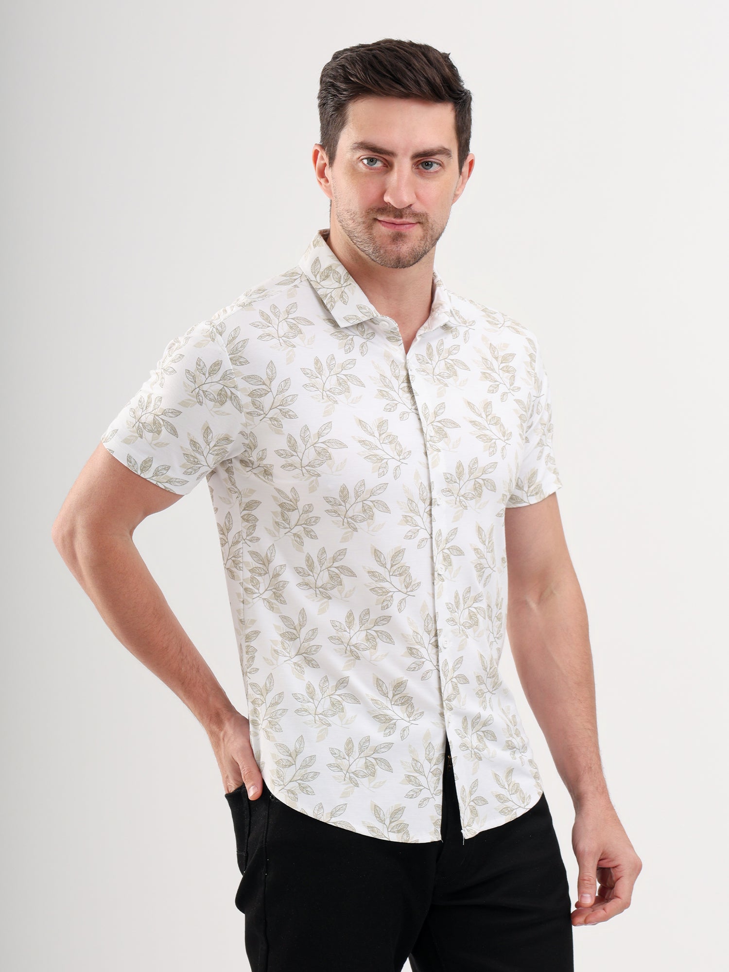 Sparky Solid Slim Fit Cotton Casual Shirt Half Sleeve | Summer Plus Size White Color
