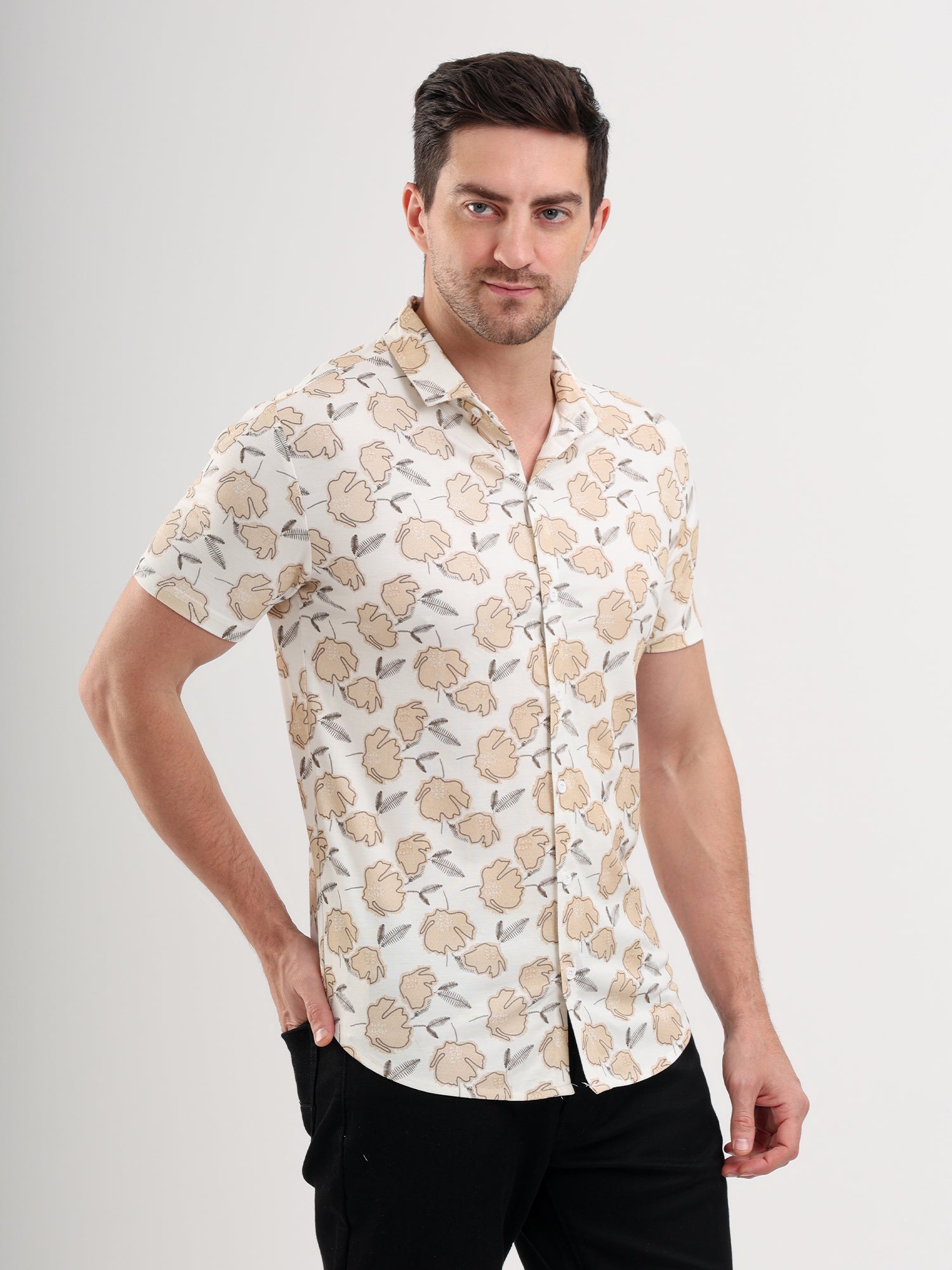 Sparky Solid Slim Fit Cotton Casual Shirt Half Sleeve | Summer Plus Size White Color