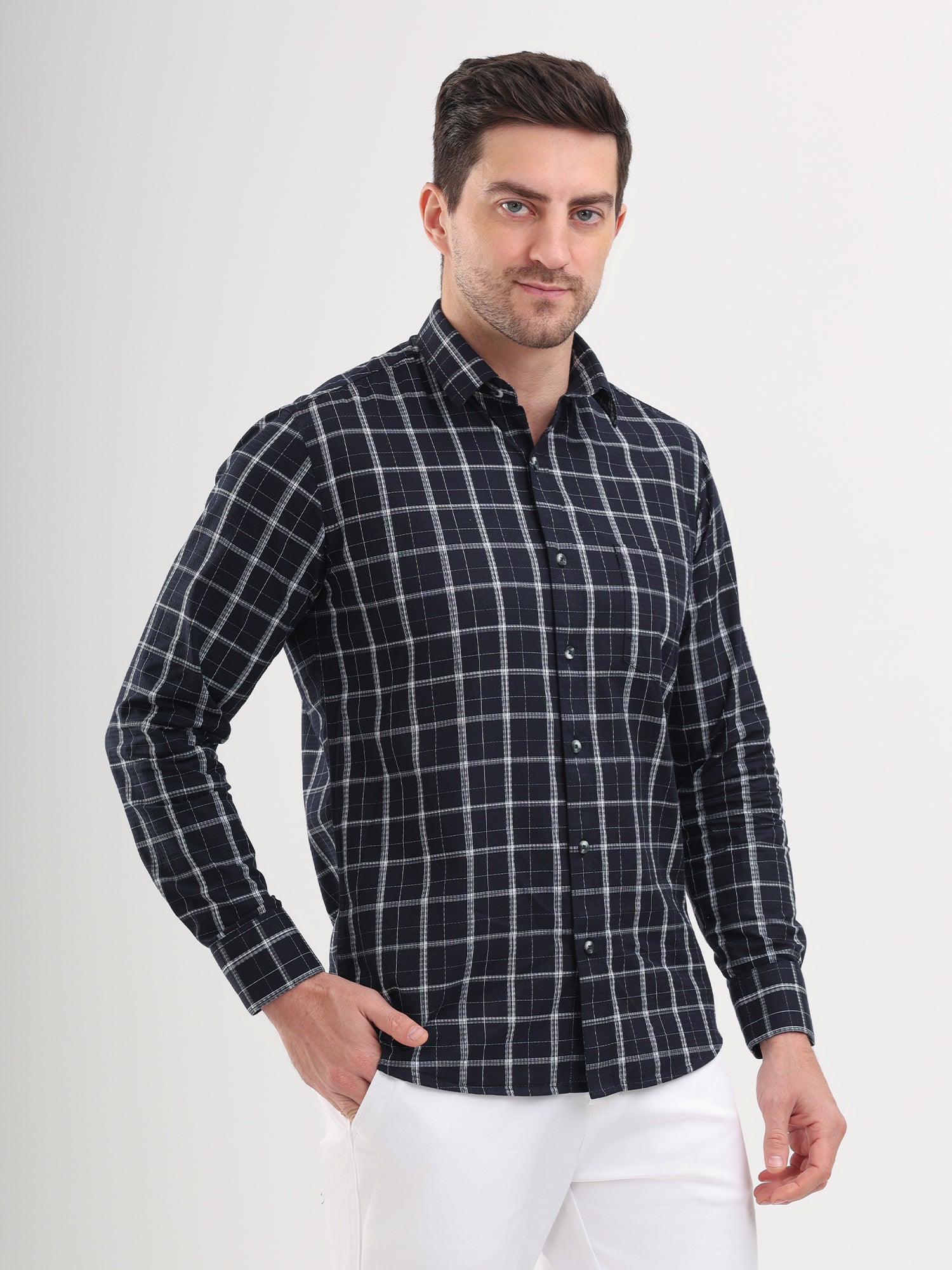 Sparky Solid Regular Fit Cotton Casual Shirt Full Sleeve | Summer Plus Size Black Color