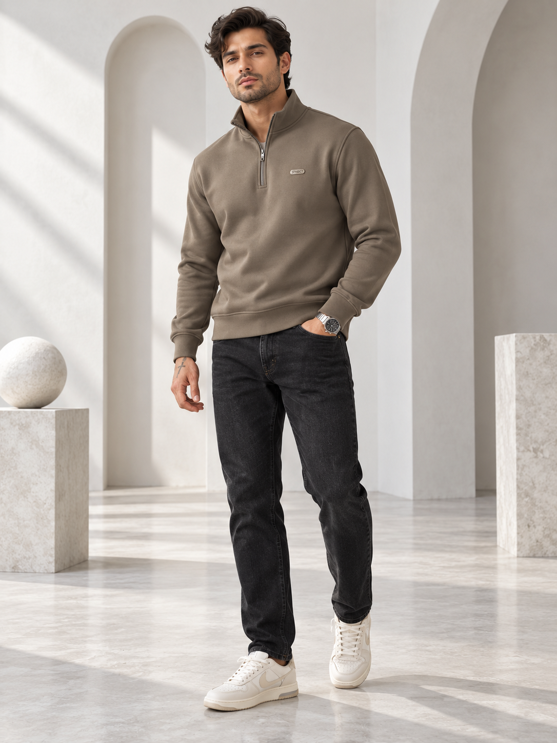 Grey Colour Regular Fit  Primium Sweatshirt