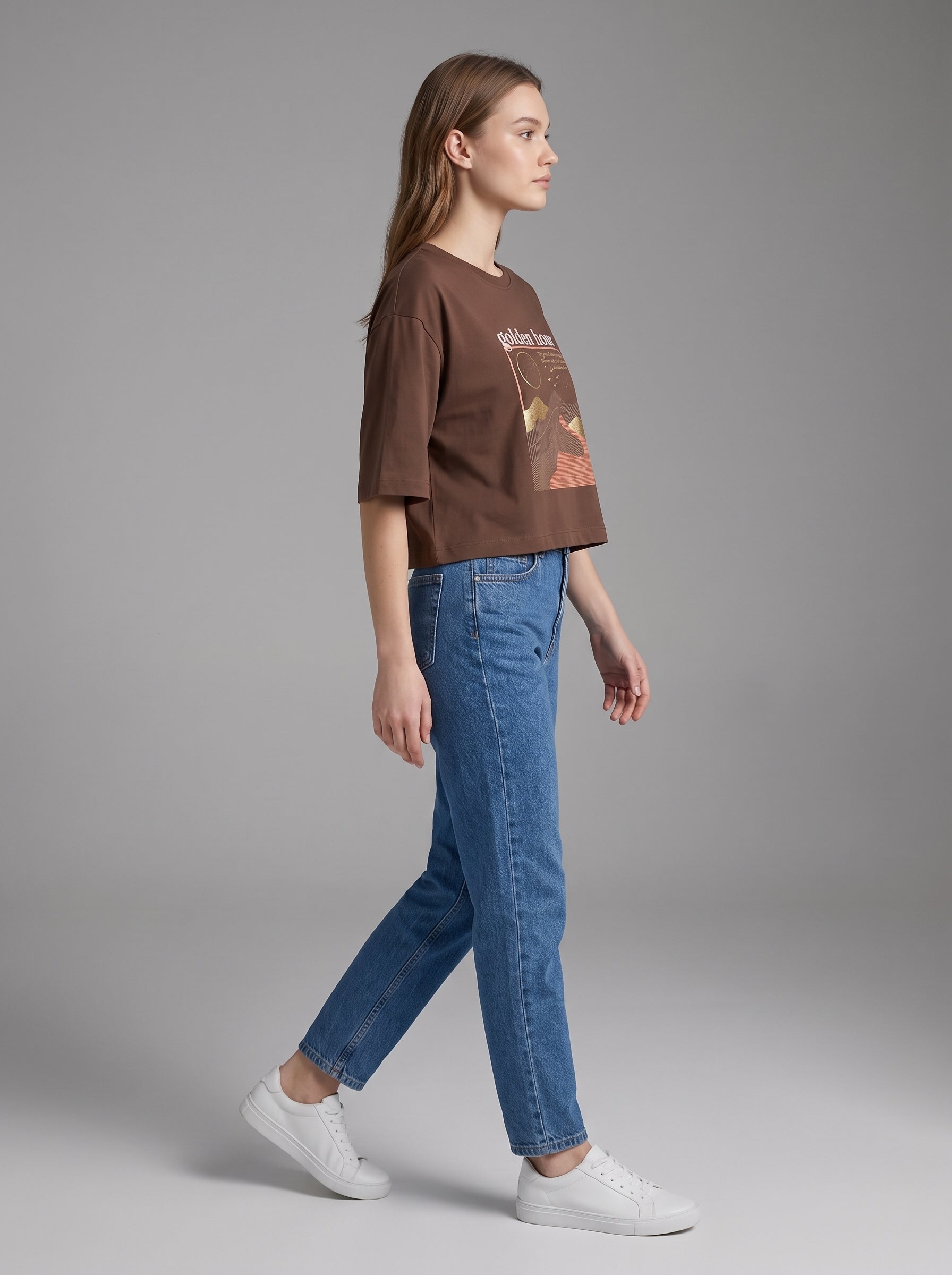 Women's Crop Top Soft Cotton Blend Casual & Trendy