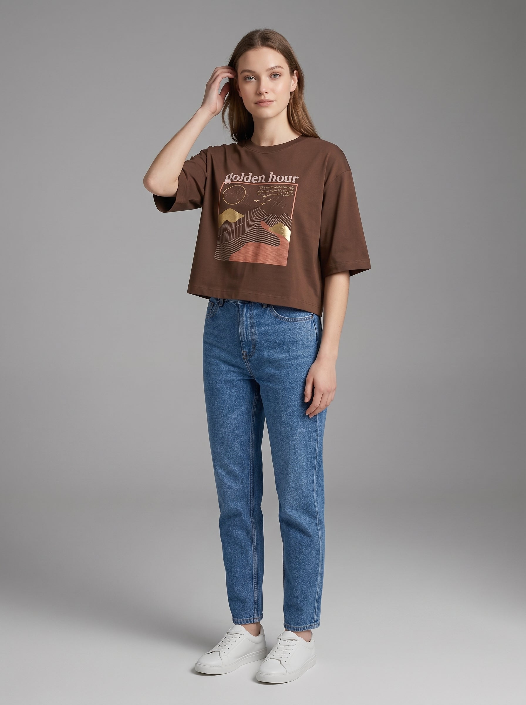 Women's Crop Top Soft Cotton Blend Casual & Trendy
