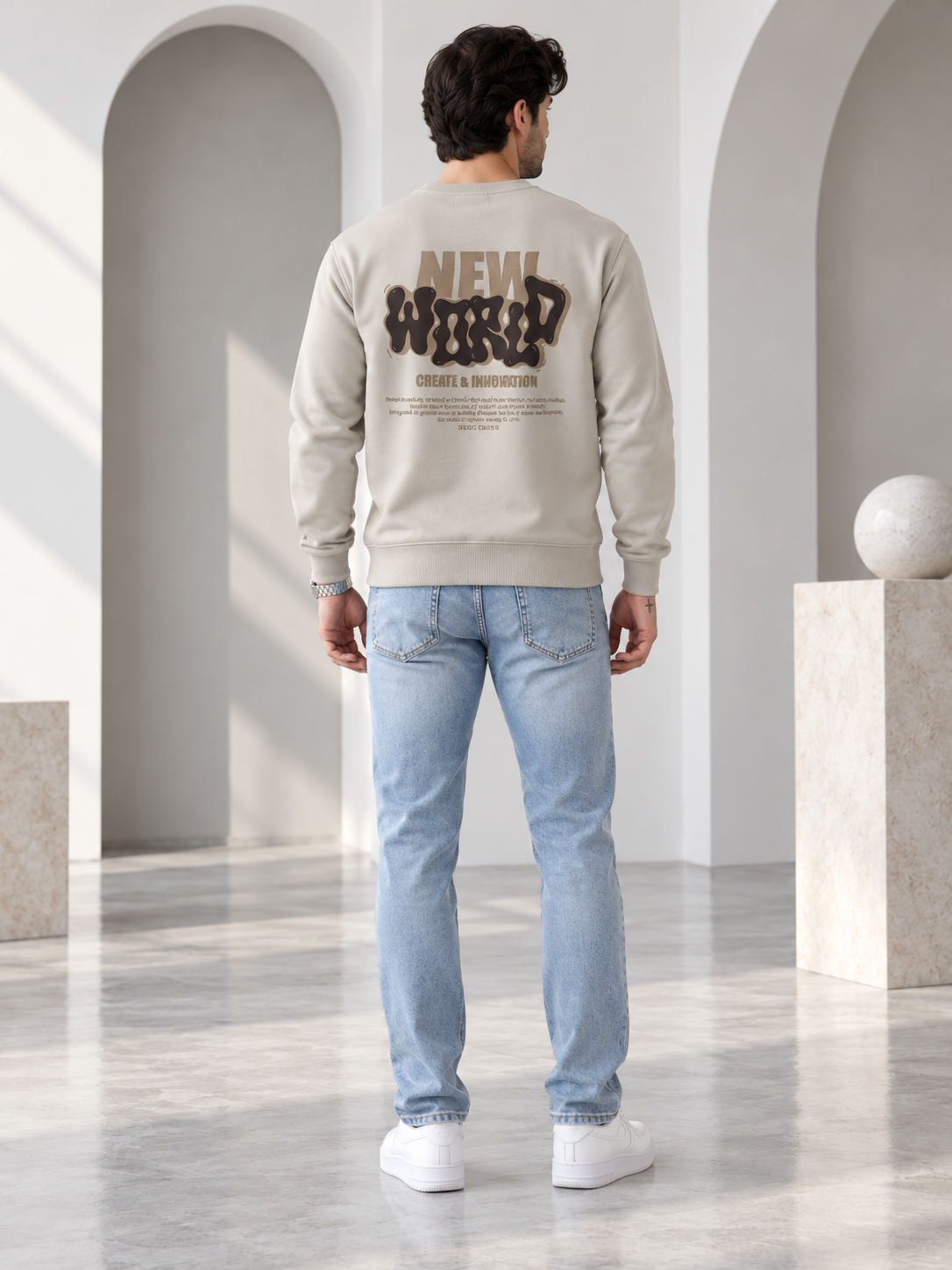 Beige Colour Regular Fit  Primium Sweatshirt