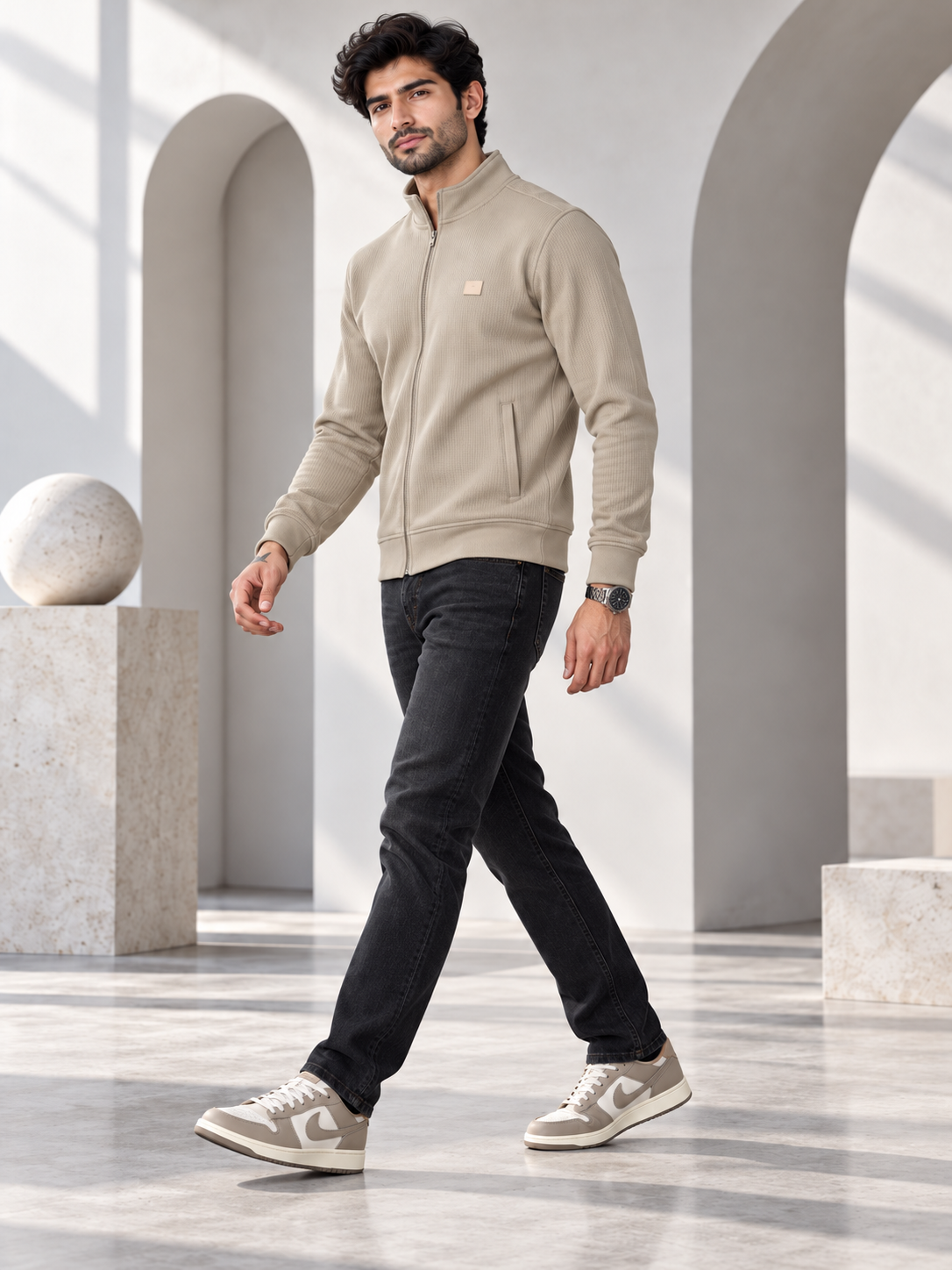 Men's Solid Full Sleeves & Full Zipper Plain Sweatshirt