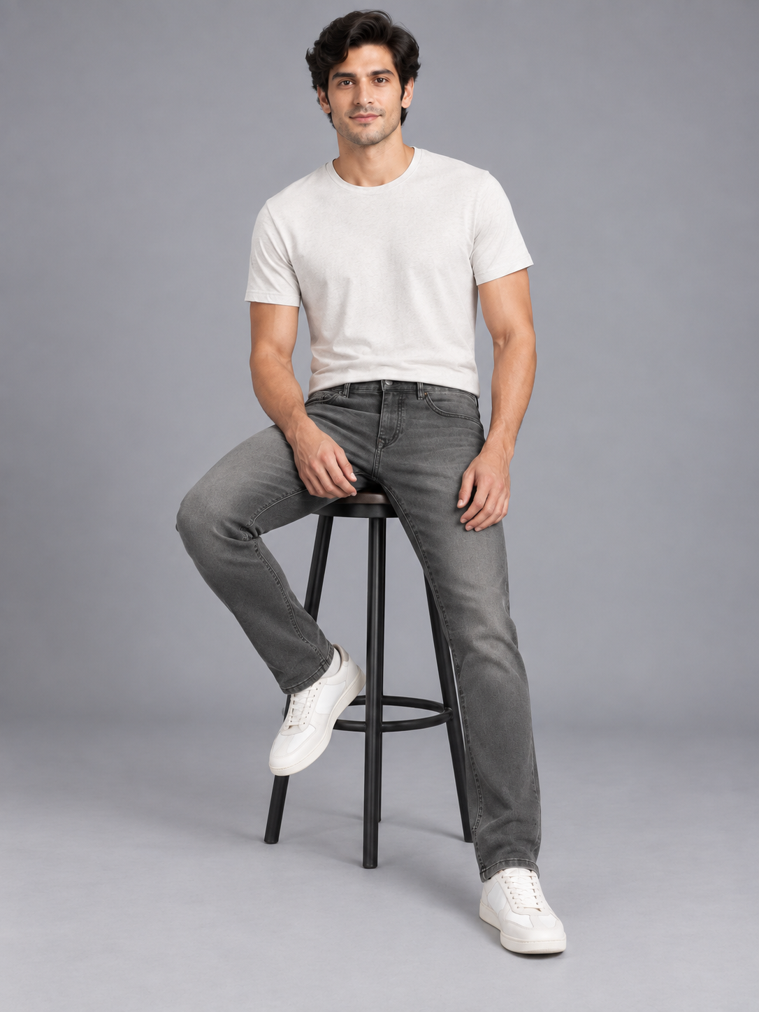 Men’s Premium Grey colour Regular Fit Denim Jeans