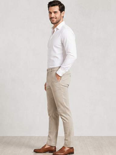 SPARKY Men Fawn Non-Denim Trousers | Smart Casual Stretchable Cotton Pants