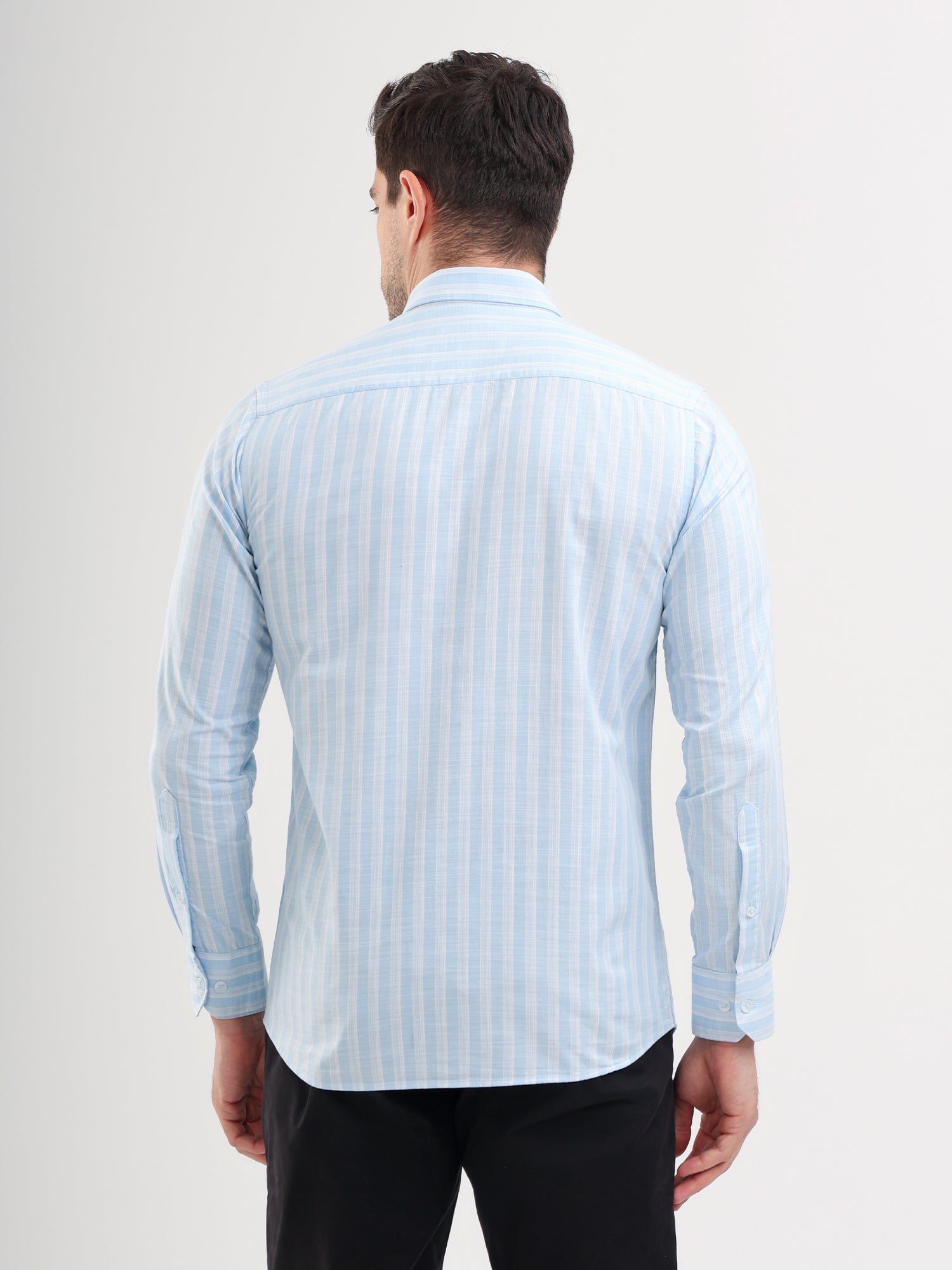 Sparky Solid Regular Fit Cotton Casual Shirt Full Sleeve | Summer Plus Size Sky Color