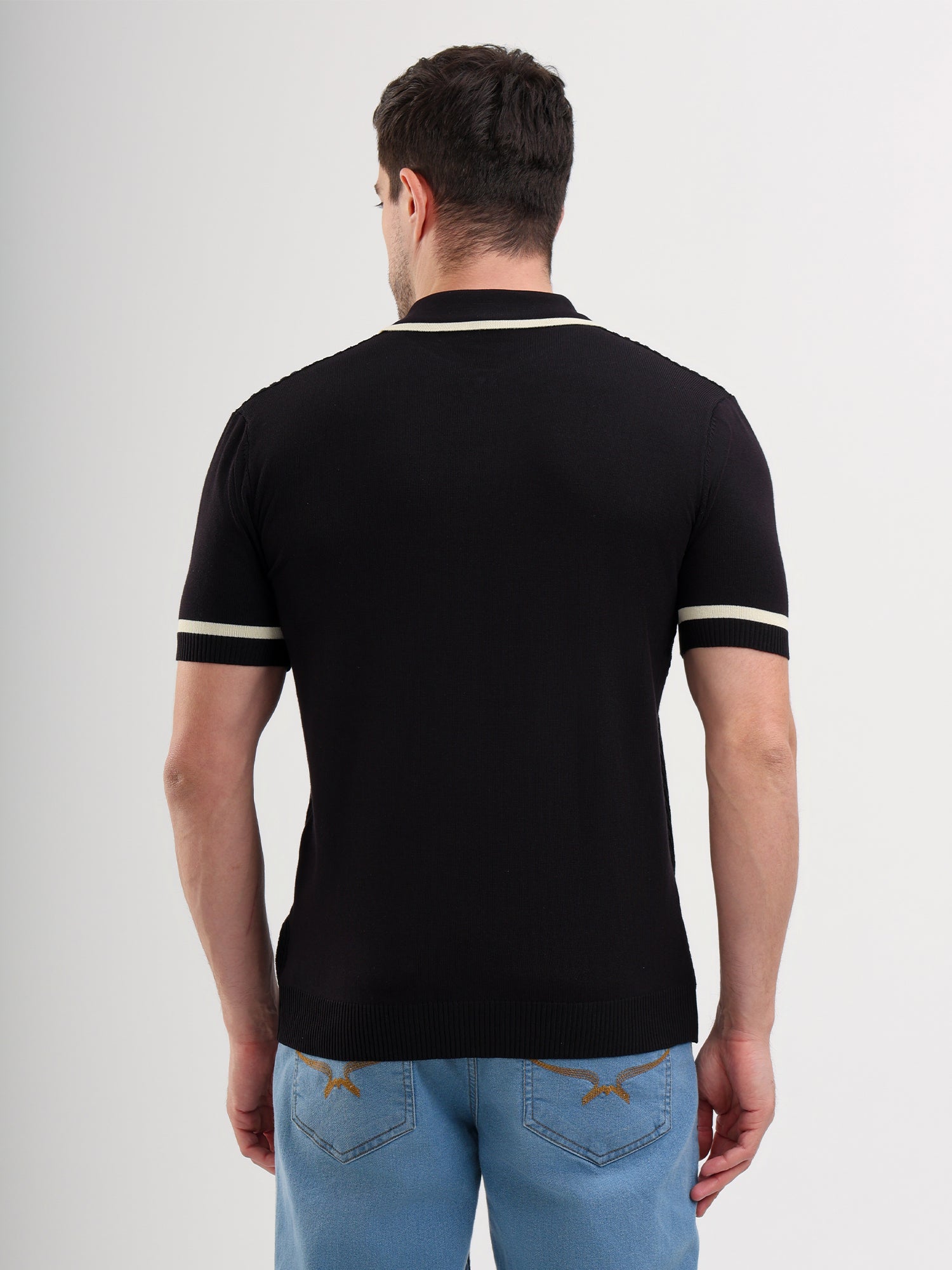 Sparky Solid Slim Fit Cotton Formal Polo Tshirt Half Sleeve | Summer Plus Size Black Color