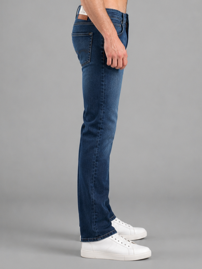 Men's Narrow Fit Stretch Denim Jeans | Mid Rise | Casual Blue Jeans for Men