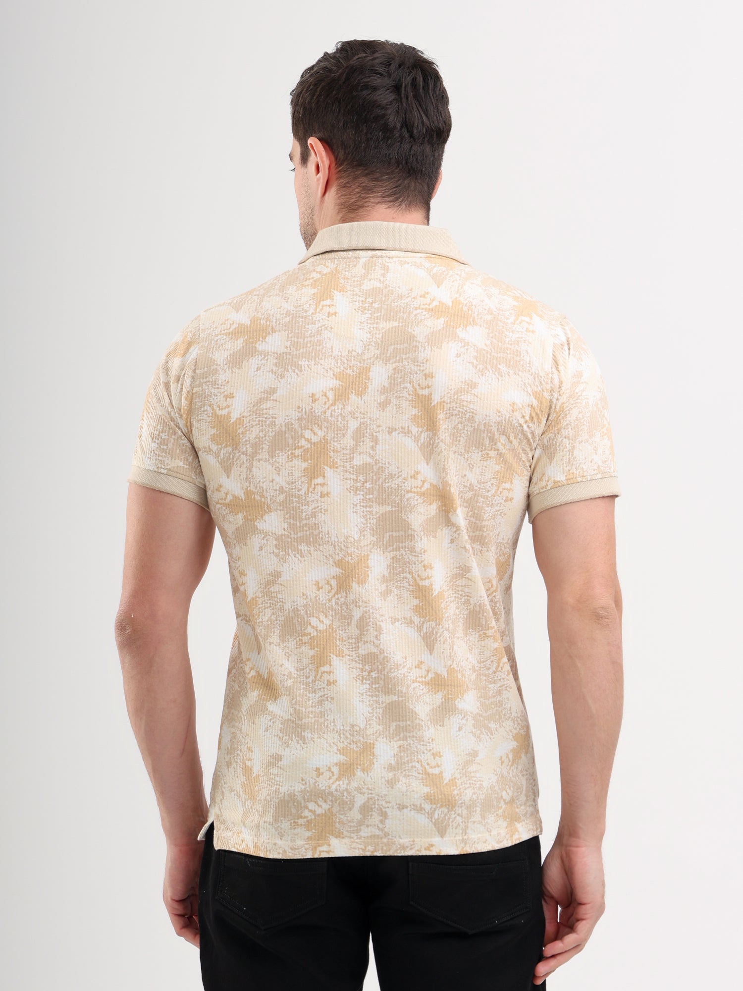 Sparky Solid Slim Fit Cotton Formal Polo Tshirt Half Sleeve | Summer Plus Size Beige Color