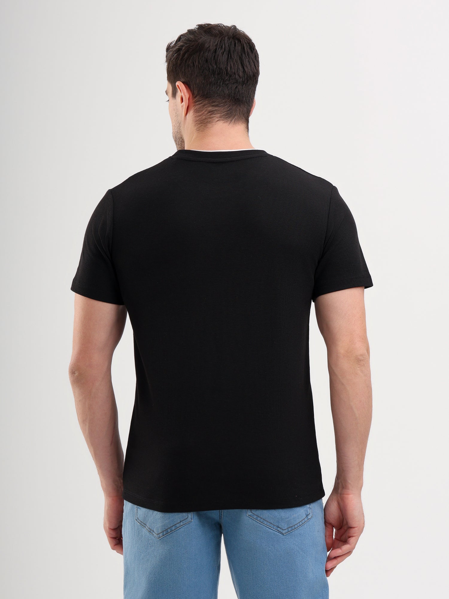Sparky Solid Slim Fit Cotton Formal T-Shirt Half Sleeve | Summer Plus Size Black Color