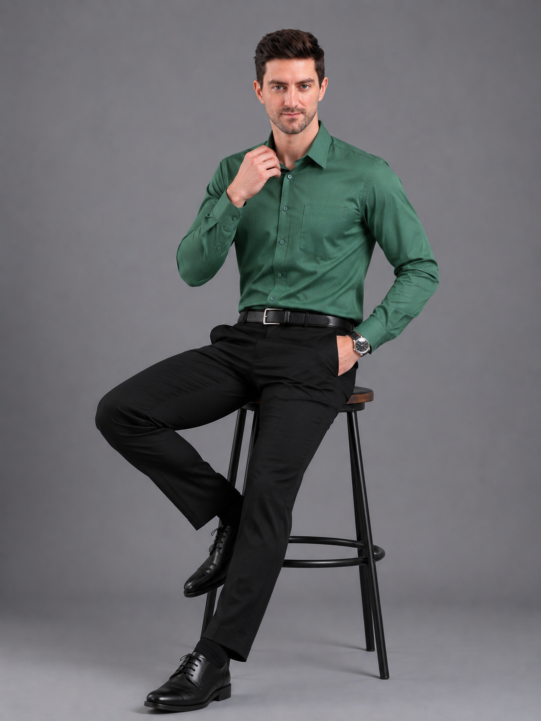 Men Full Sleeve's | Formal Cotton Shirt | Regular Fit | Green Color