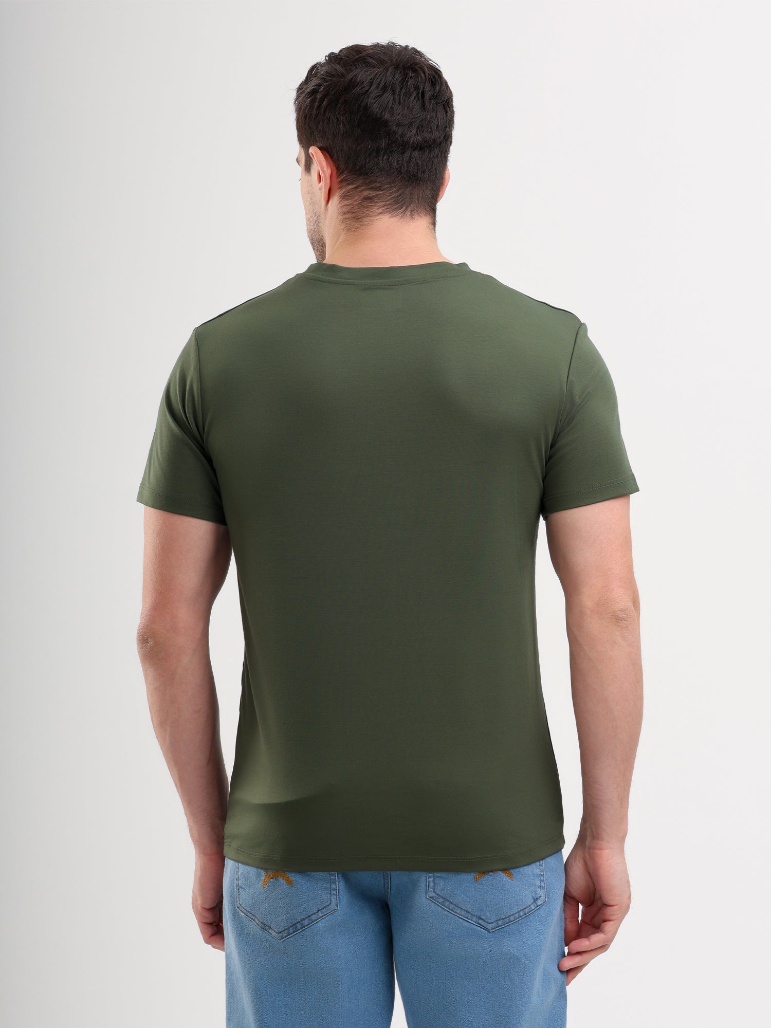 Sparky Solid Slim Fit Cotton Formal T-Shirt Half Sleeve | Summer Plus Size Green Color