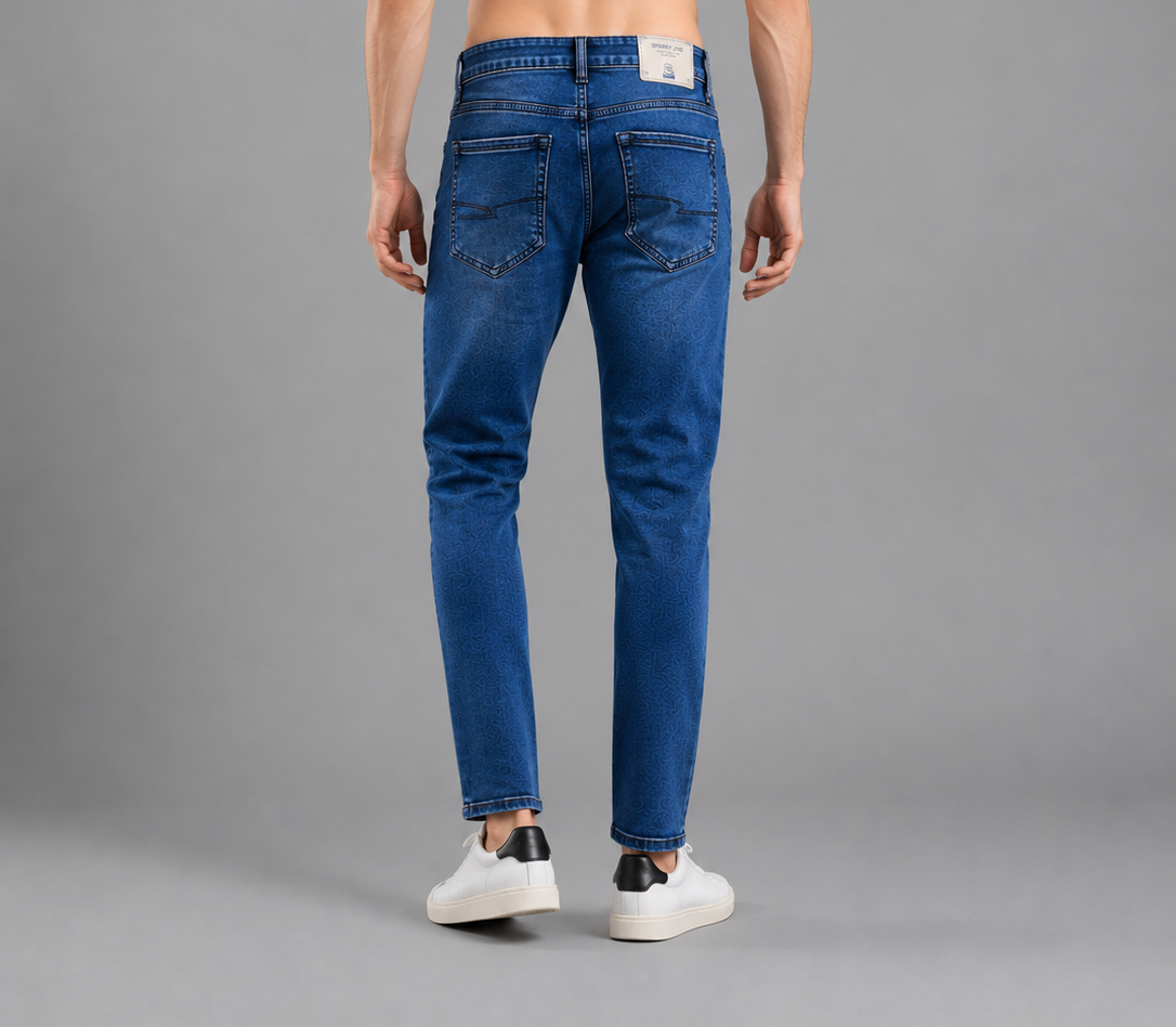 SPARKY Men | Stretch Narrow Fit | Mid Blue Jeans | Premium Casual Denim