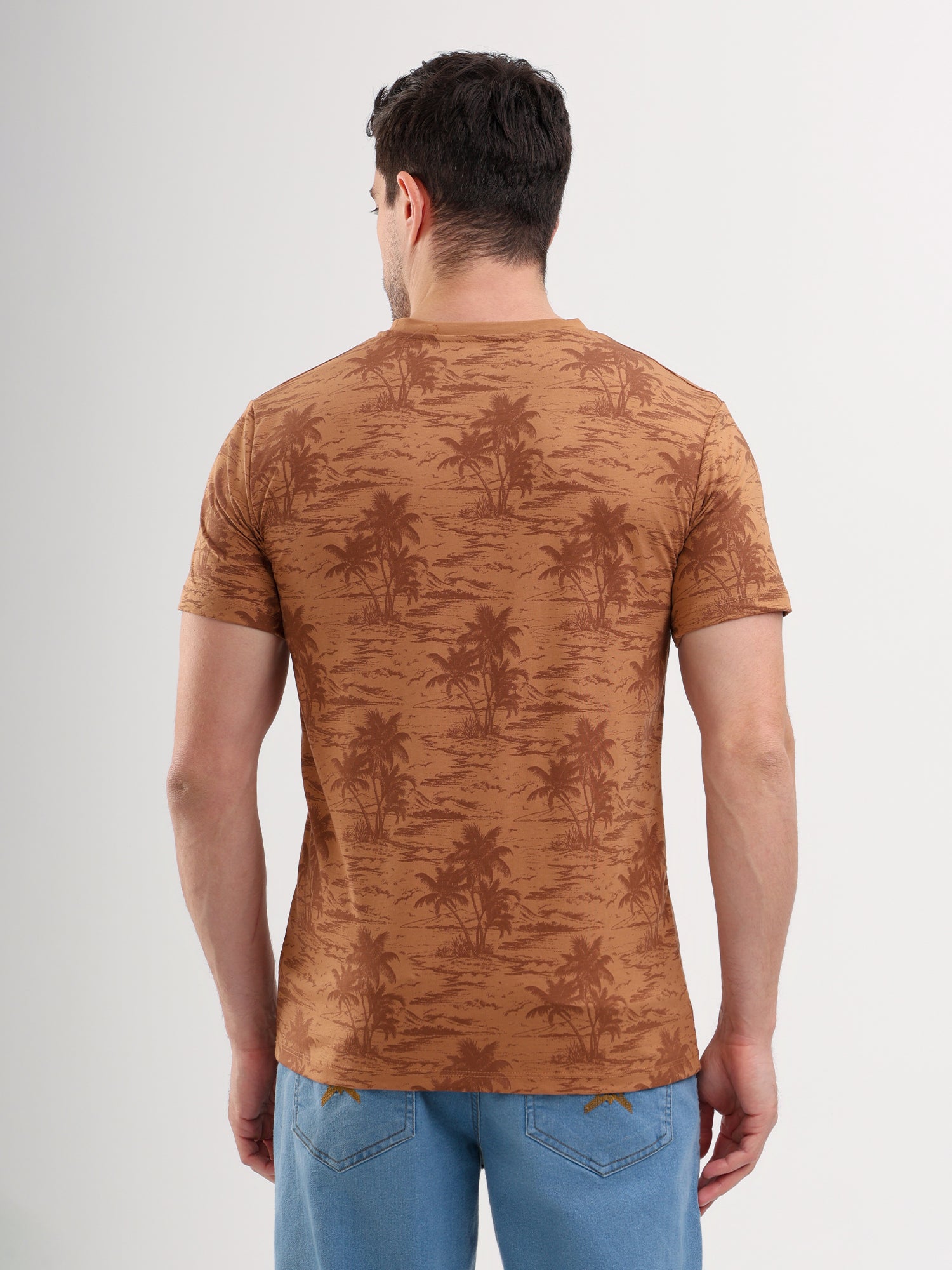 Sparky Solid Slim Fit Cotton Formal T-Shirt Half Sleeve | Summer Plus Size Brown Color