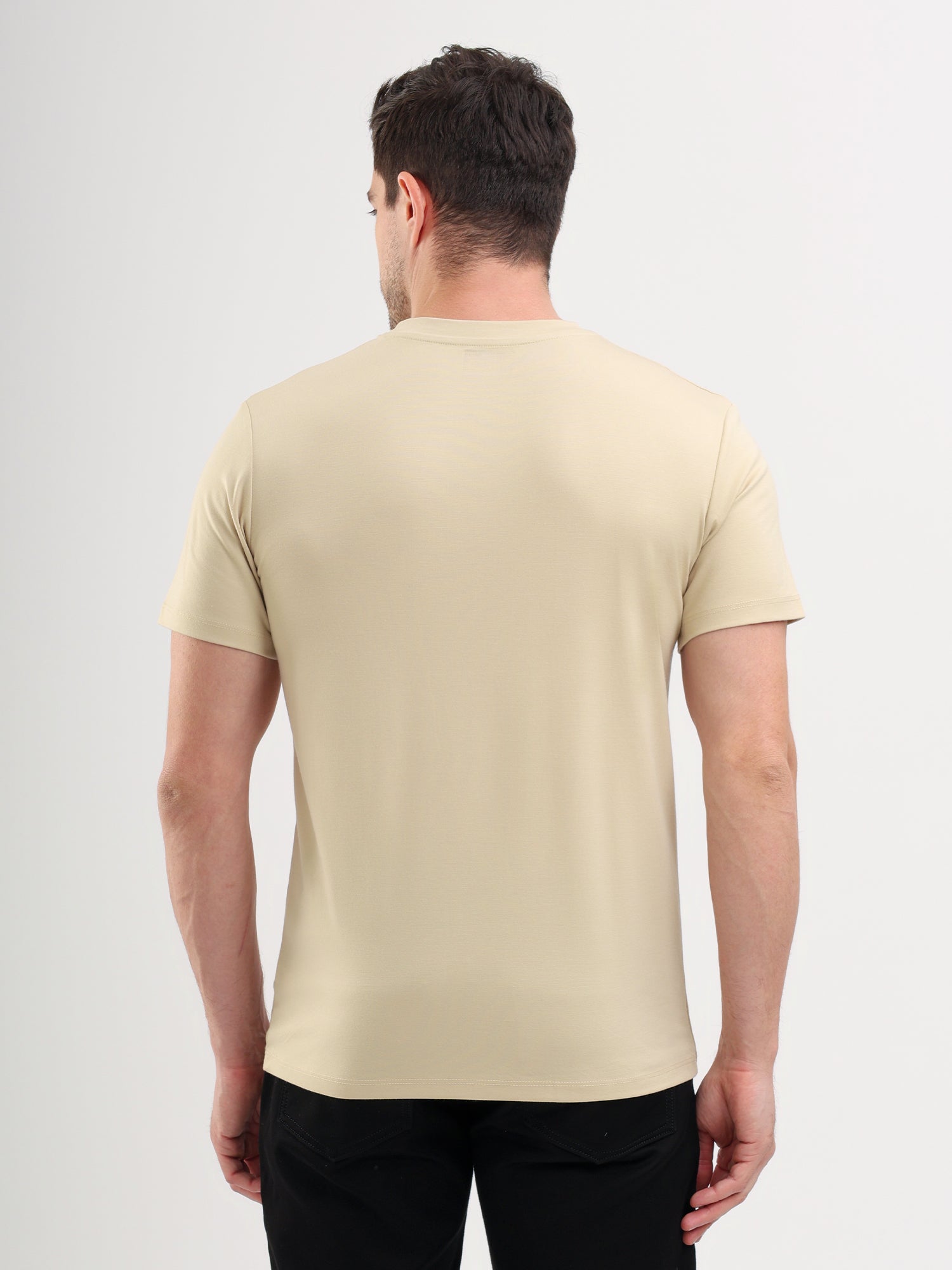 Sparky Solid Slim Fit Cotton Formal T-Shirt Half Sleeve | Summer Plus Size Beige Color