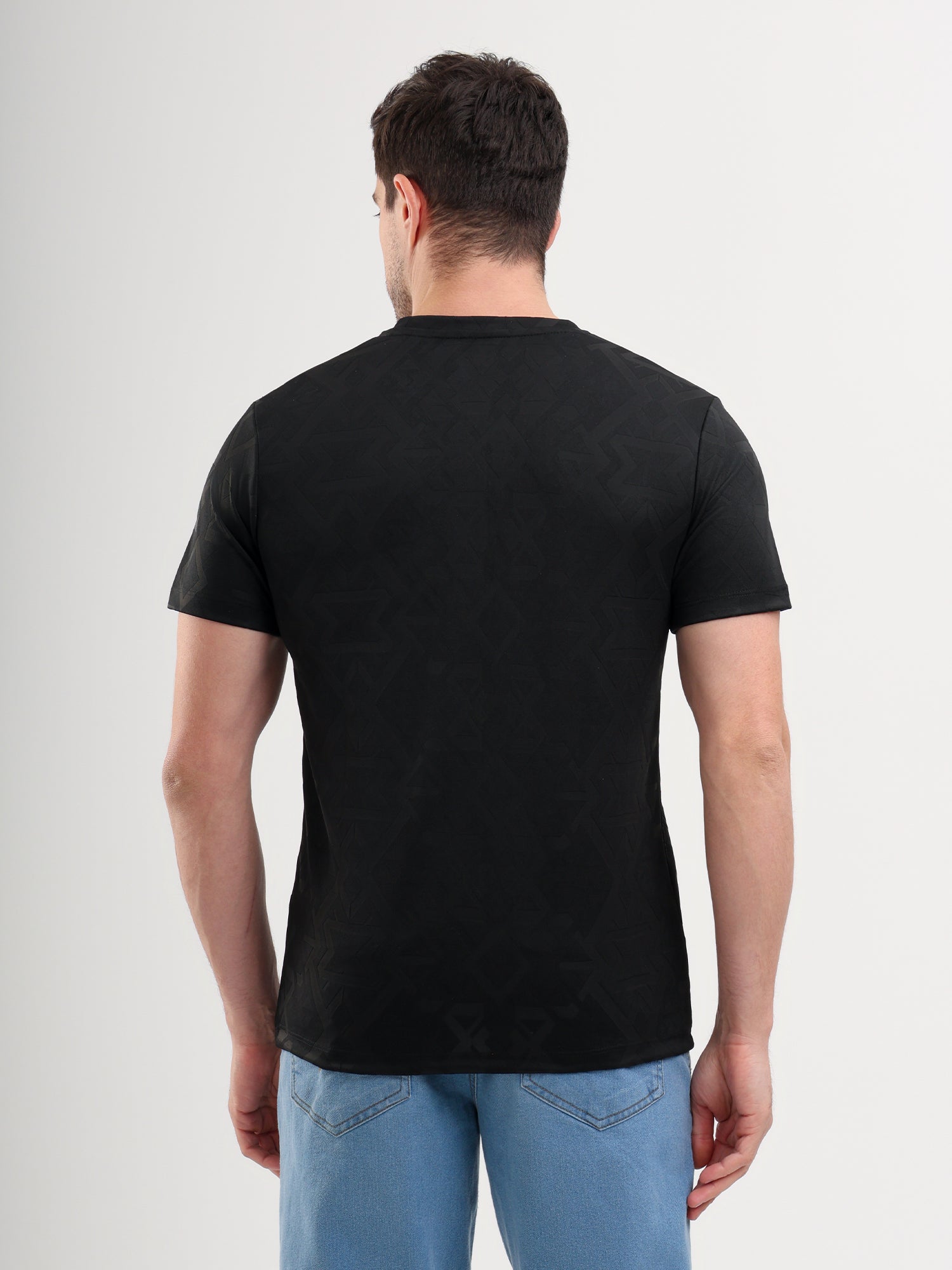 Sparky Solid Slim Fit Cotton Formal T-Shirt Half Sleeve | Summer Plus Size Black Color