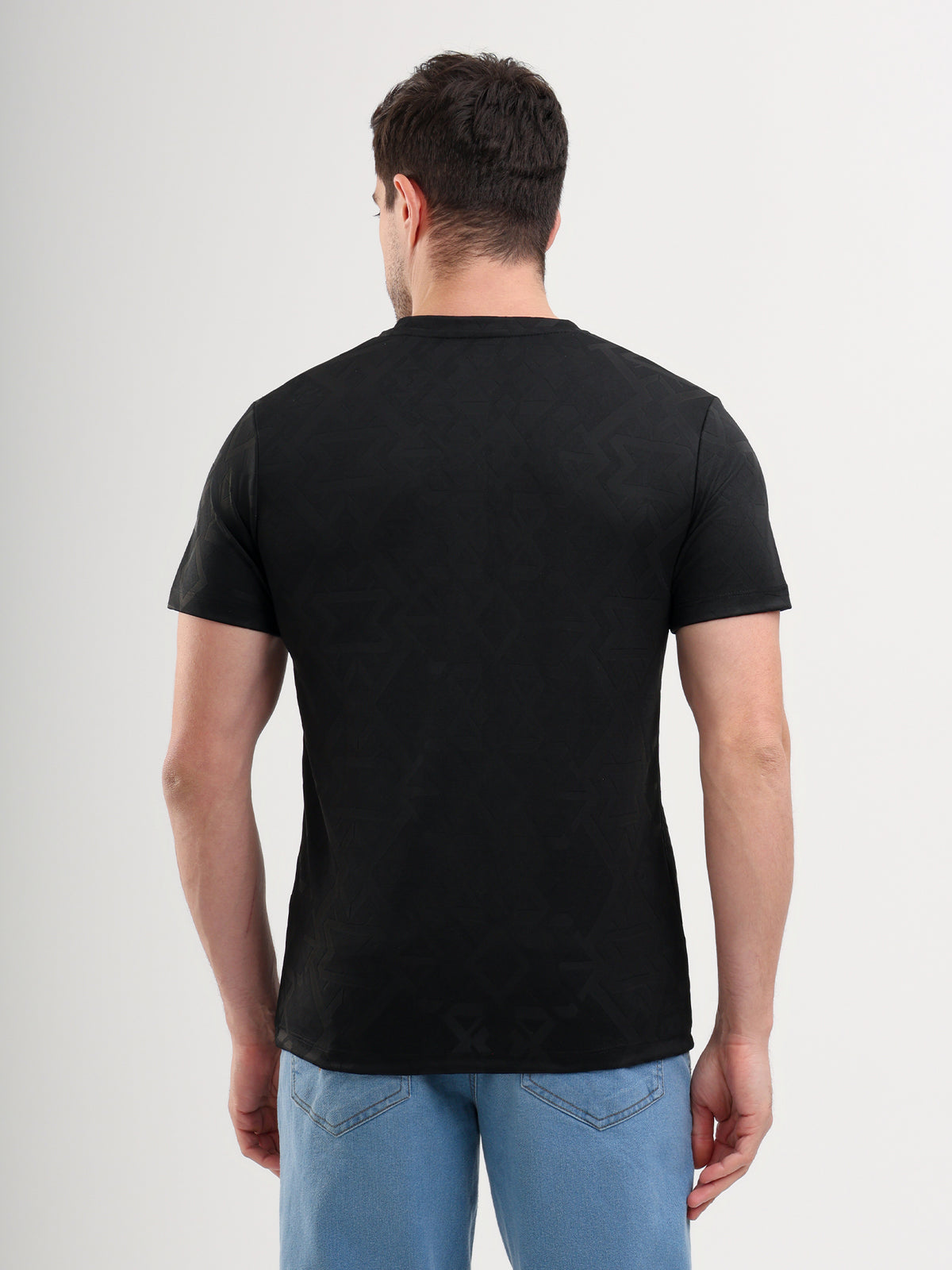 Sparky Solid Slim Fit Cotton Formal T-Shirt Half Sleeve | Summer Plus Size Black Color