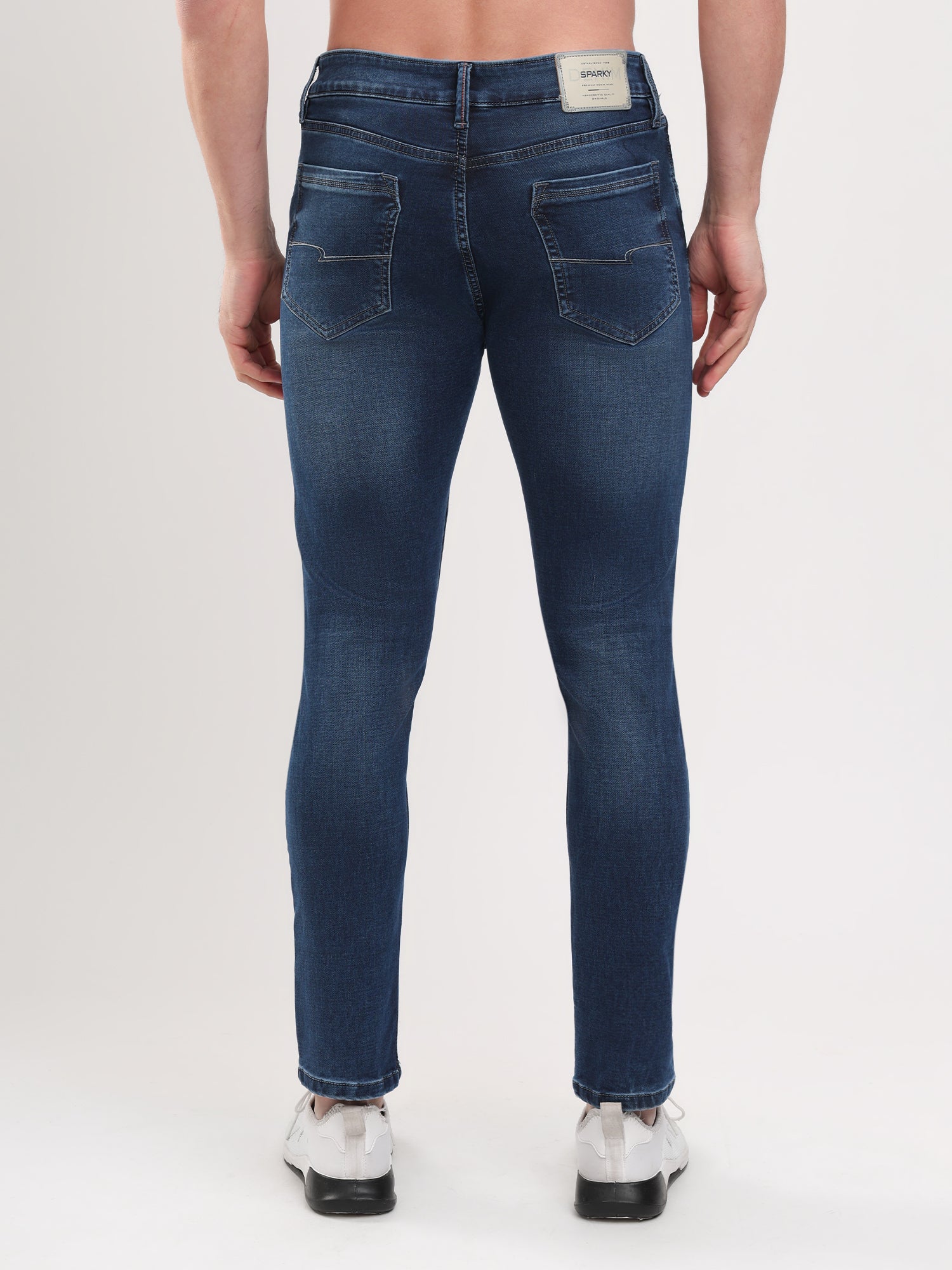 Men Mid Blue Narrow Fit Denim