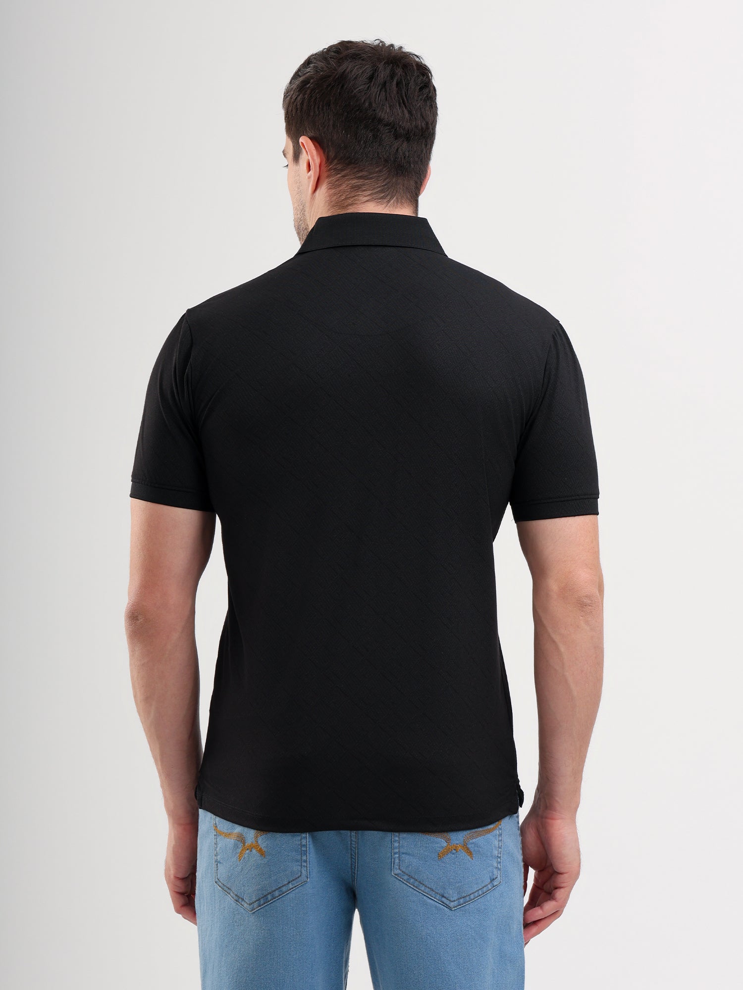 Sparky Solid Slim Fit Cotton Formal Polo Tshirt Half Sleeve | Summer Plus Size Black Color