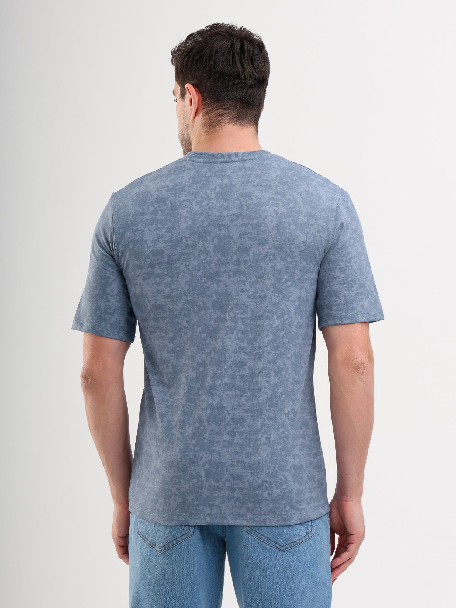 Sparky Solid Slim Fit Cotton Formal T-Shirt Half Sleeve | Summer Plus Size Blue Color