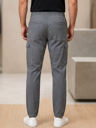 SPARKY Men Dark Grey Slim Fit Cargo Trousers | Stylish Casual Jogger Pants
