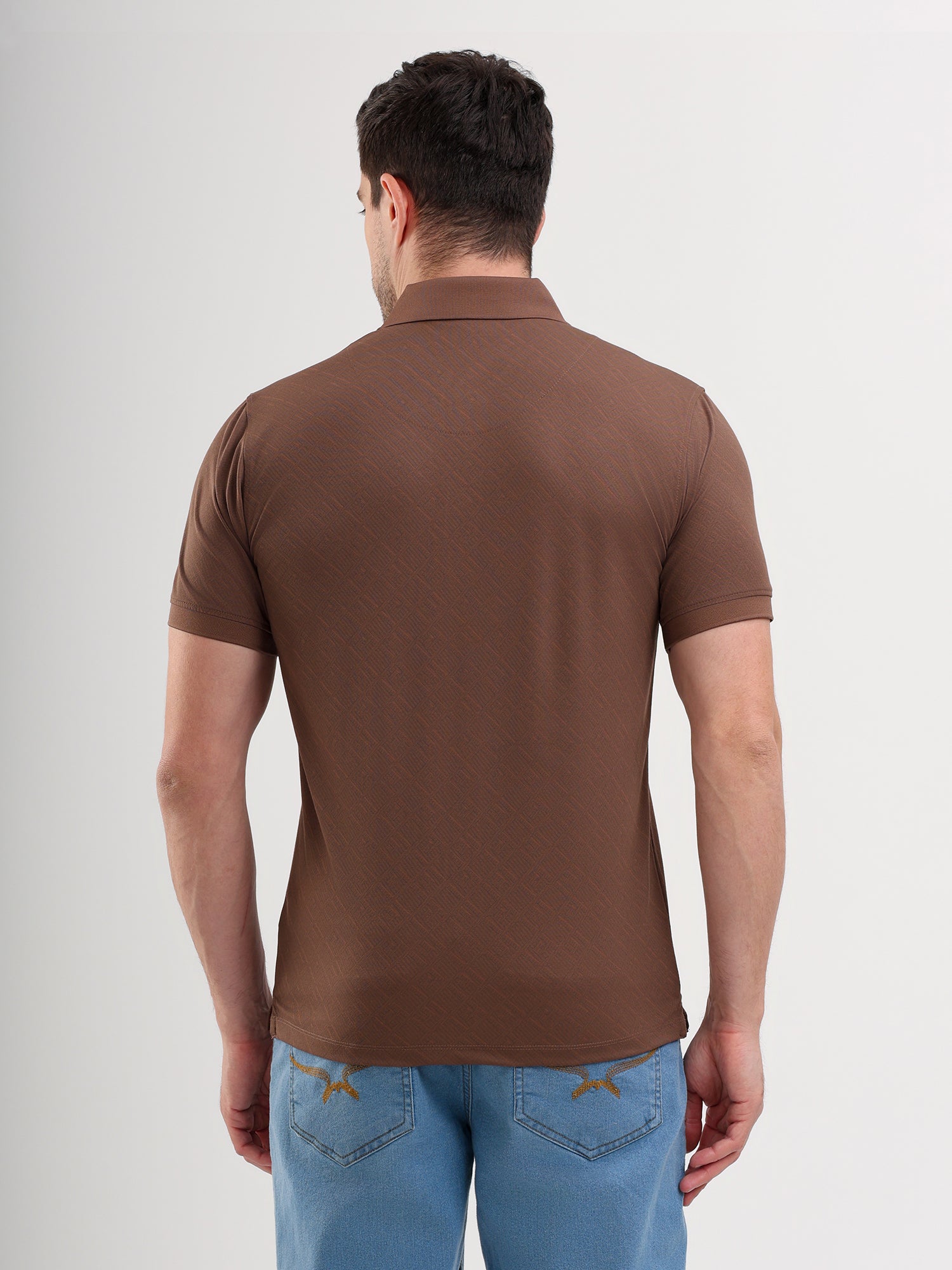 Sparky Solid Slim Fit Cotton Formal Polo Tshirt Half Sleeve | Summer Plus Size Brown Color